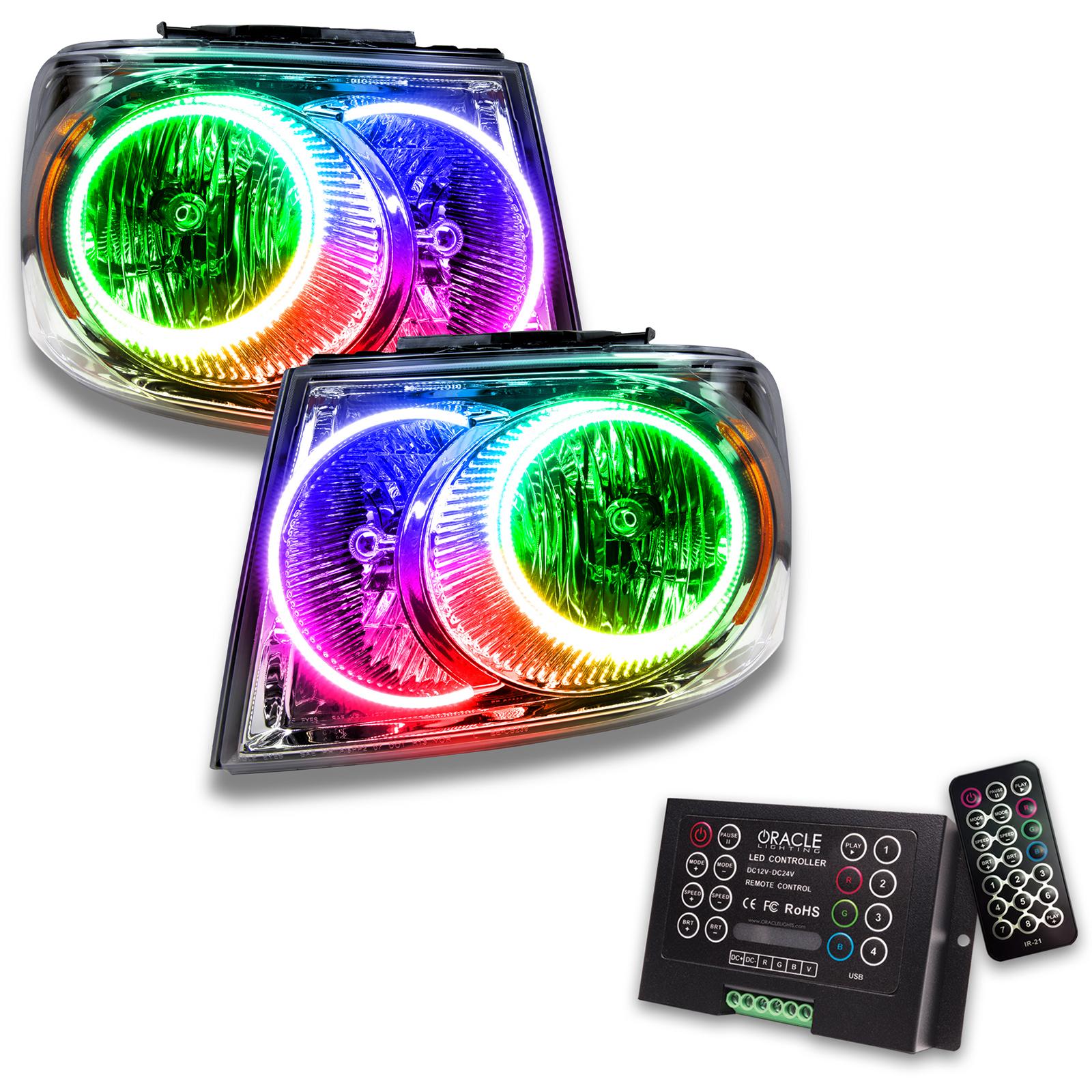 Oracle Lighting Smd Pre-Assembled Headlights, Chrome Bezel, Colorshift 2.0 (2007-2009 Durango) - 7201-333