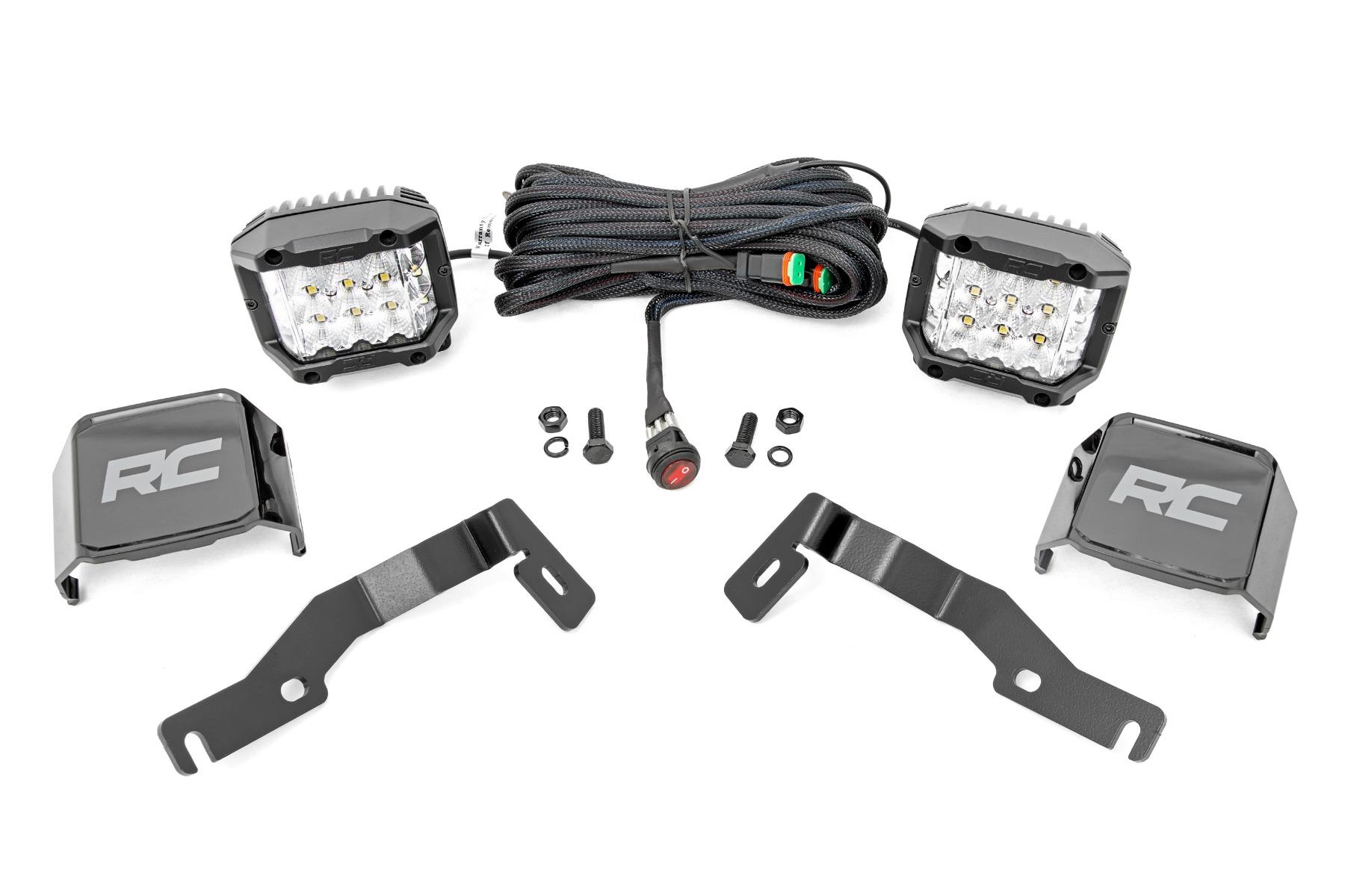 Rough Country LED Light Kit Ditch Mount 3 Inch OSRAM Wide Toyota Tacoma 2WD/4WD (24-26) (2024-2026 Tacoma) - 72105