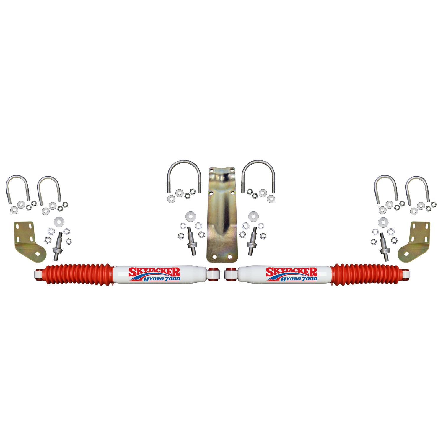 Skyjacker 7000 Dual Steering Stabilizer Kit With White Cylinders and Red Boots 2005-2023 Ford F250/F350 Super Duty (2005-2023 F-350 Super Duty, F-250 Super Duty) - 7253