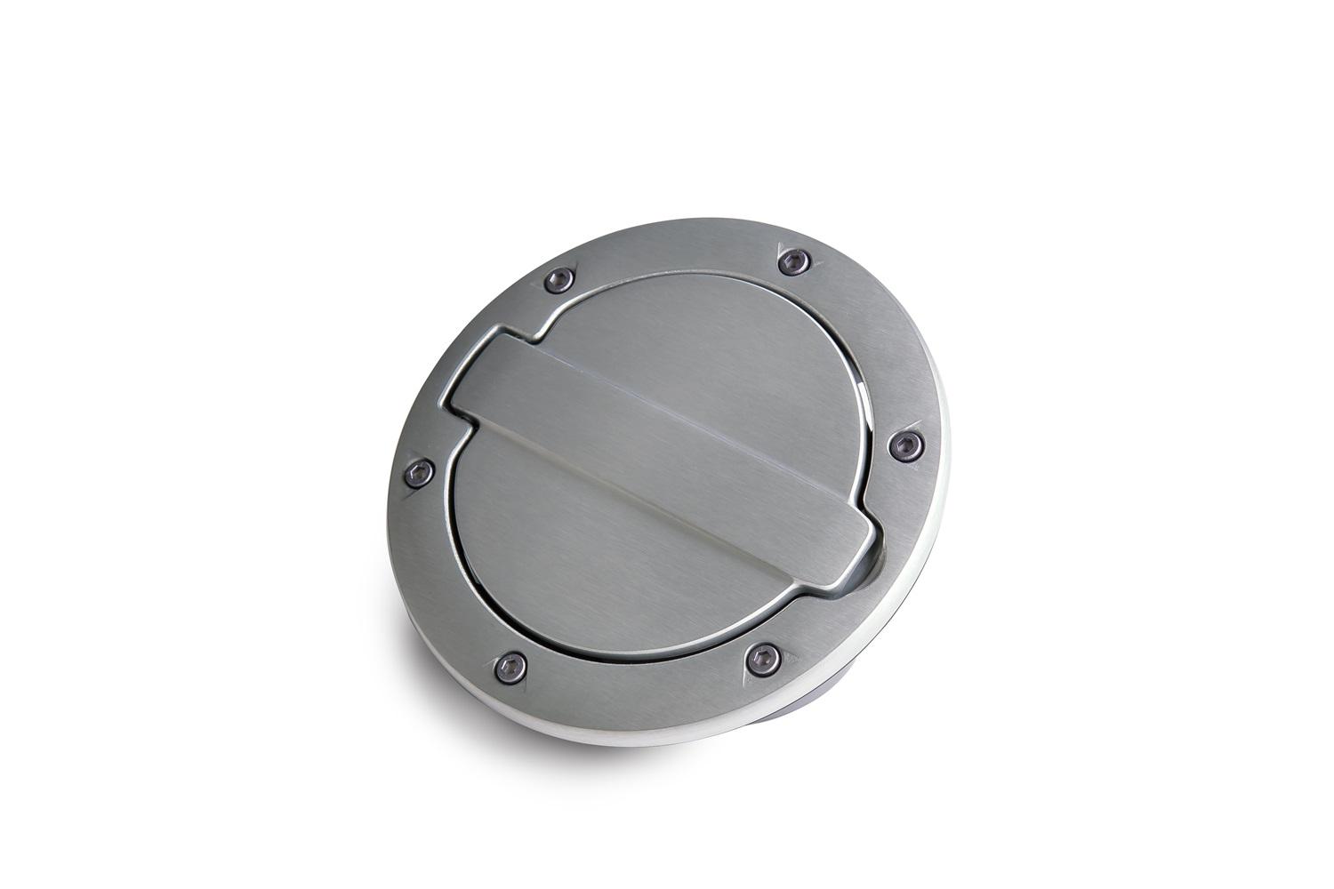 AMP Research Alloy Fuel Door, Brushed Aluminum - 07-18 Jeep Wrangler JK, 2 dr/4 dr (2007-2018 Wrangler, Wrangler JK) - 73000-00A