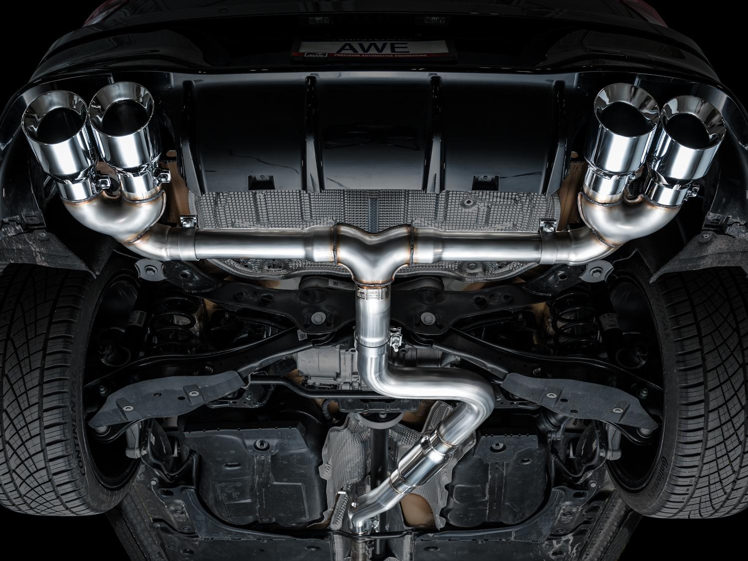 AWE Track Edition Exhaust for Volkswagen MK8 Golf R - Chrome Silver Tips - 3020-42658
