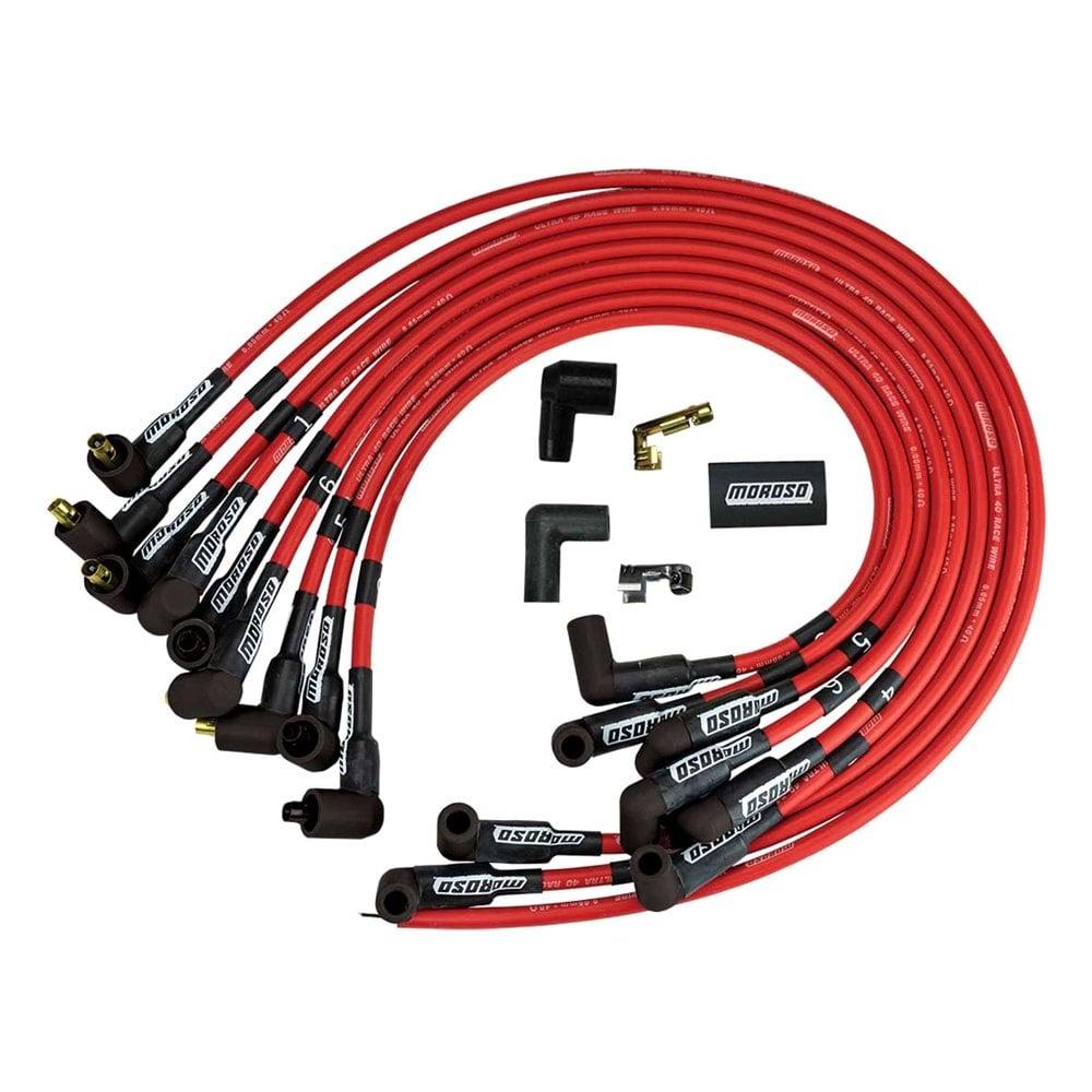 Moroso Ignition Wire Set, Ultra 40, Unsleeved, Sbc, Non-Hei, Red - 73683