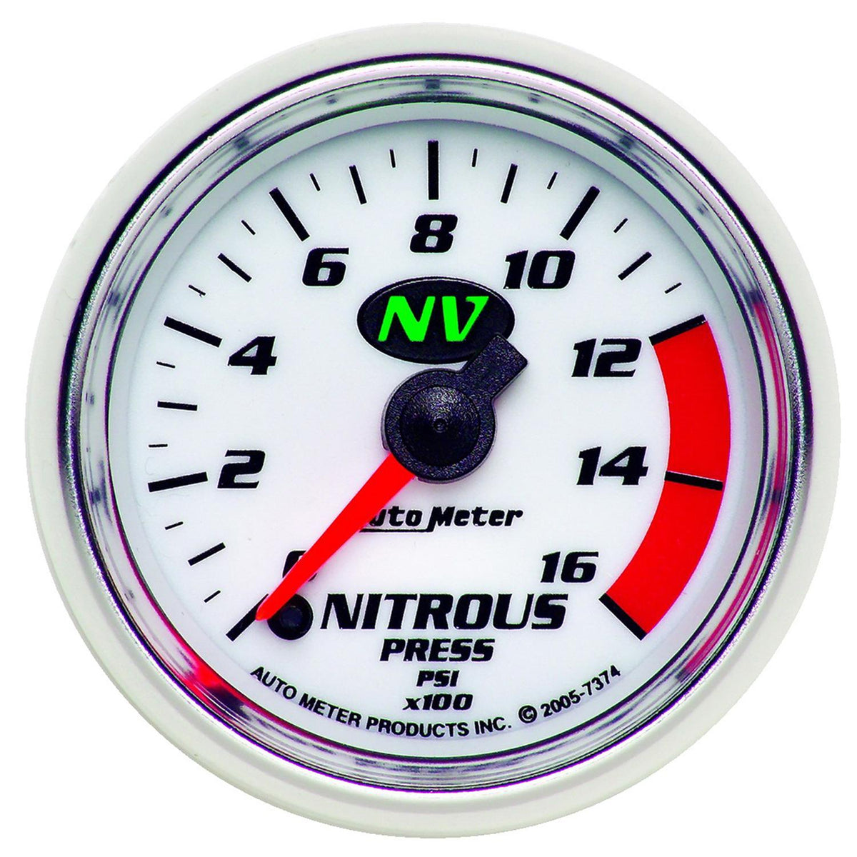 Autometer NV Series Electric 0-1600 Psi Nitrous Pressure Gauge