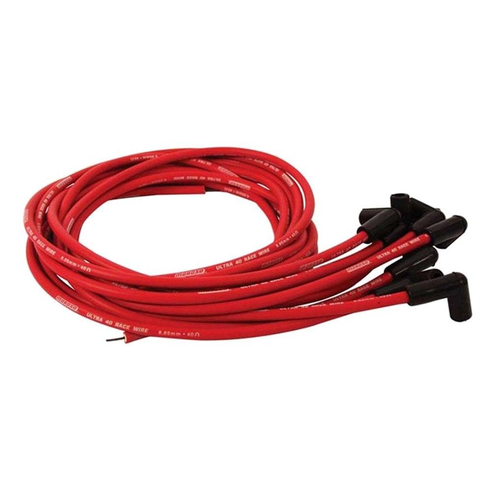 Moroso Ignition Wire Set, Ultra 40, Univ, 90 Deg Boots, Red - 73810