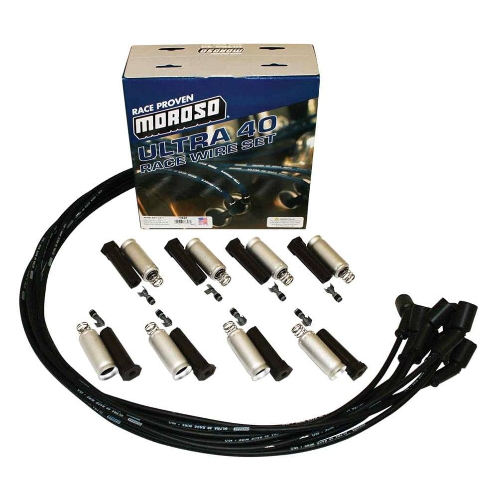 Moroso Ignition Wire Set, Ultra 40, Universal, Unsleeved, Gm Ls, Aluminum Shielded, Black - 73828