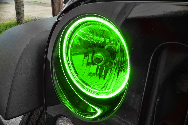 Oracle 07-17 Jeep Wrangler Surface Mount LED Headlight Halo Kit - Green