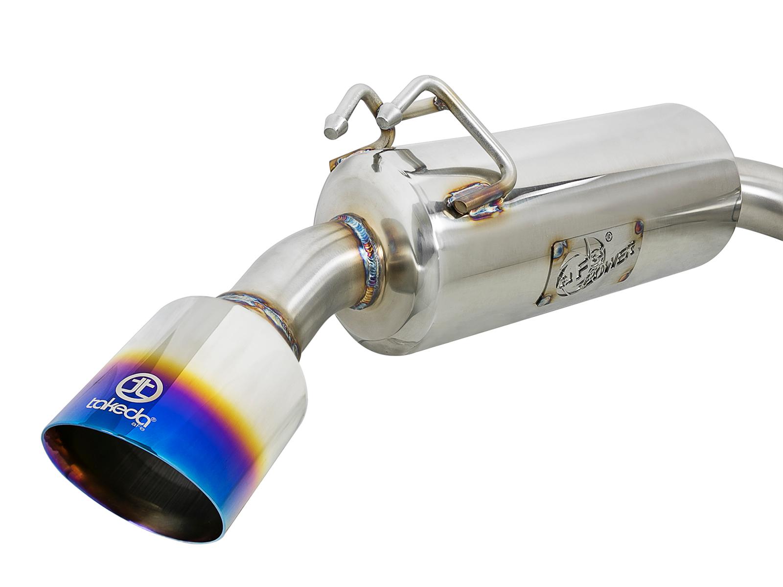 AFE Takeda 3 IN to 2-1/2 IN 304 Stainless Steel Cat-Back Exhaust w/ Blue Flamed Tips (2008-2015 Lancer, Lancer, Lancer, Lancer, Lancer, Lancer, Lancer, Lancer) - 49-36701-L