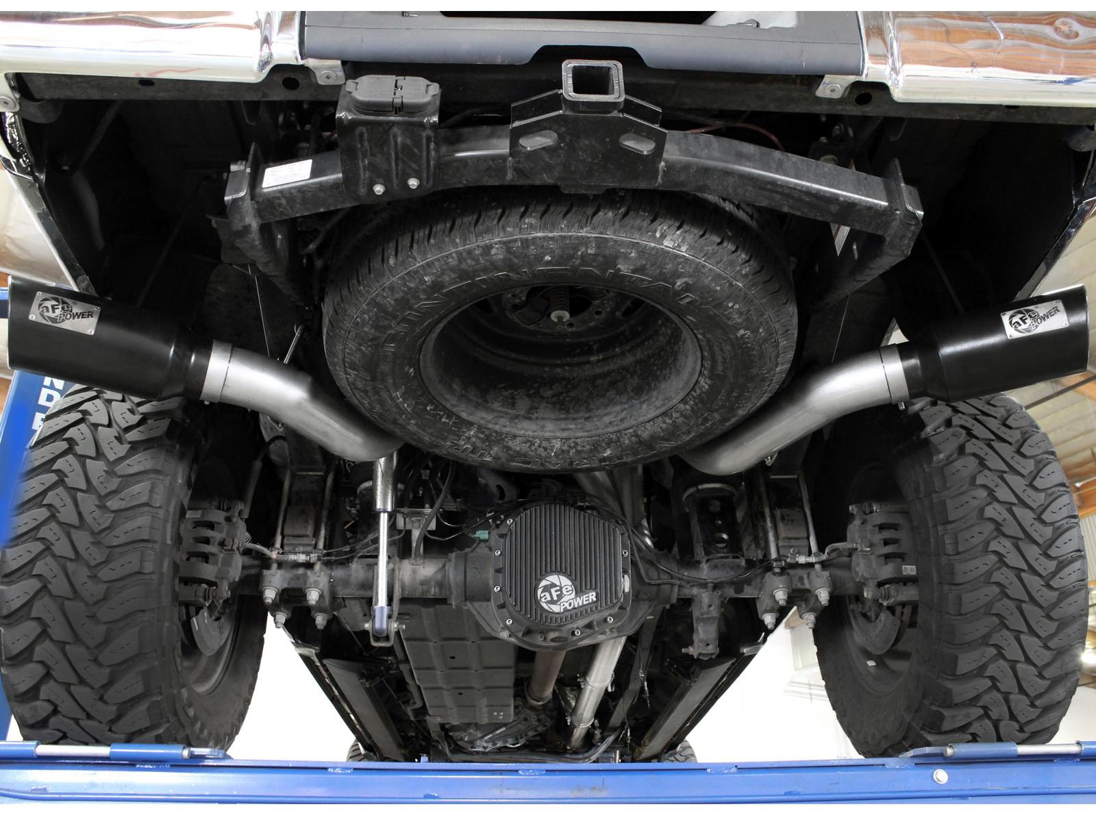 AFE Large Bore-HD 4 IN 409 Stainless Steel DPF-Back Exhaust System w/Black Tip (Ford Diesel Trucks 15-16 V8-6.7L (td)) - 49-43122-B