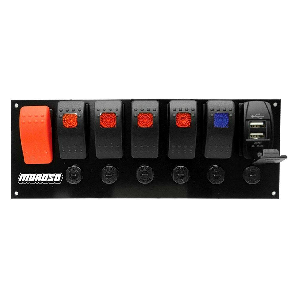 Moroso Switch Panel, Rocker Led With Usb And Breakers - 74194