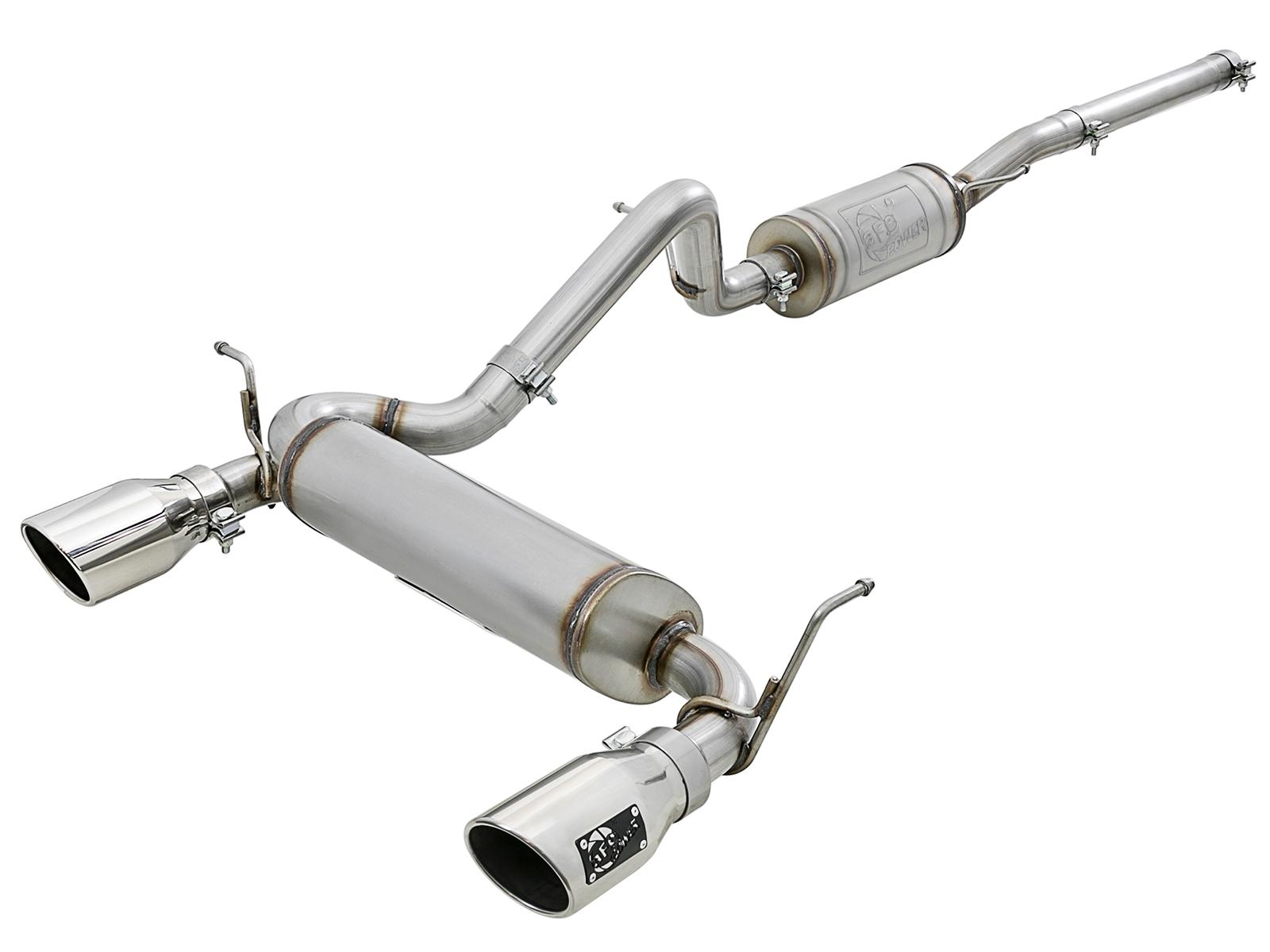 AFE Rebel Series 2-1/2 IN 409 Stainless Steel Cat-Back Exhaust w/ Polished Tips - 49-48062-P