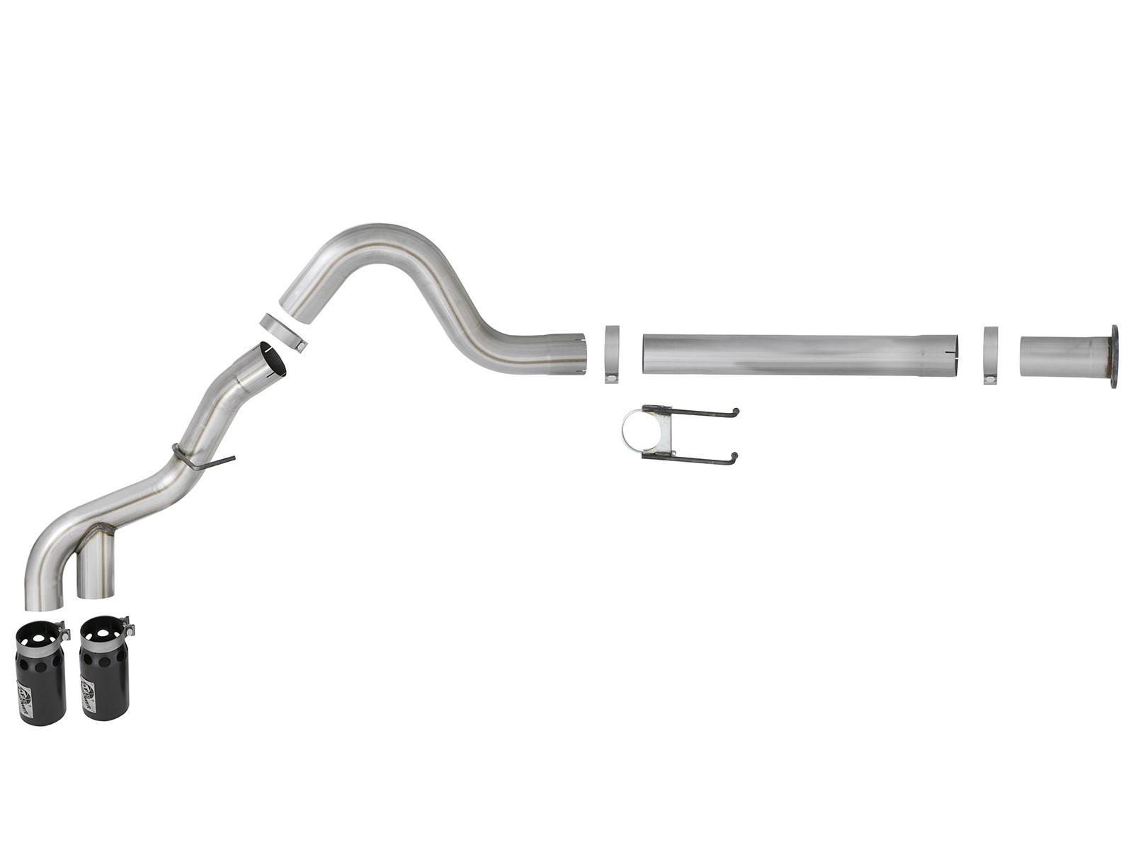 AFE Rebel XD 4 IN 409 Stainless Steel DPF-Back Exhaust w/Dual Black Tips (Ford Diesel Trucks 11-14 V8-6.7L (td)) - 49-43120-B