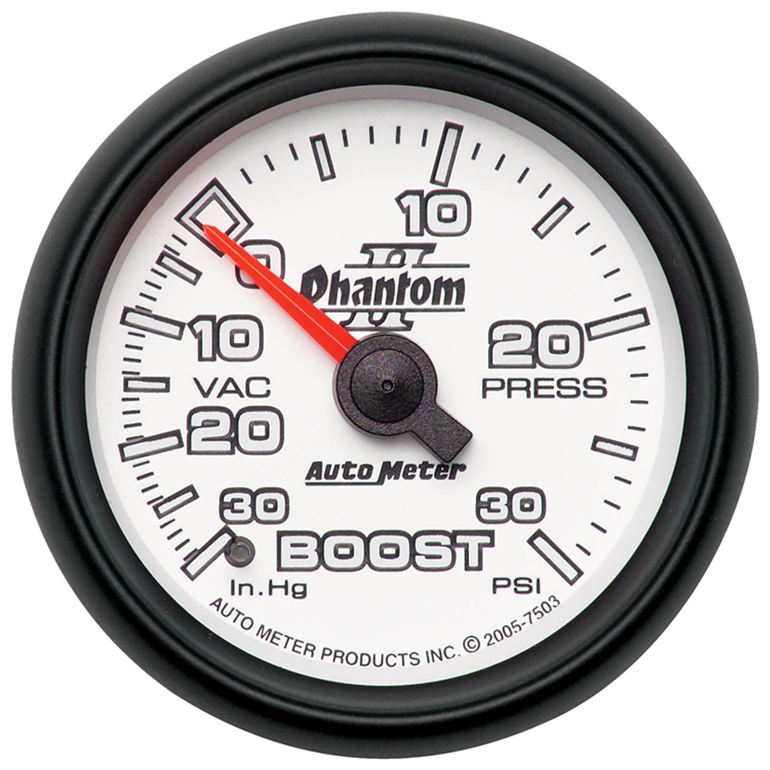 Autometer Phantom II Series 2 1/16" 30-/+30 Psi Boost/Vac. Gauge