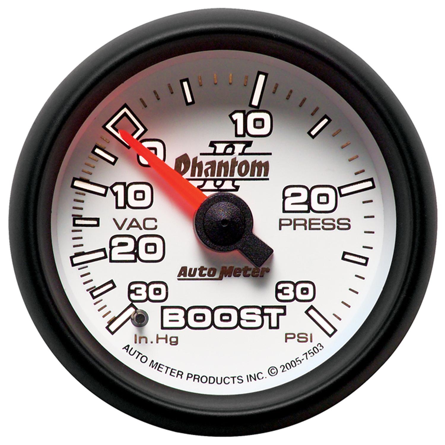 Autometer Phantom II Series 2 1/16" 30-/+30 Psi Boost/Vac. Gauge