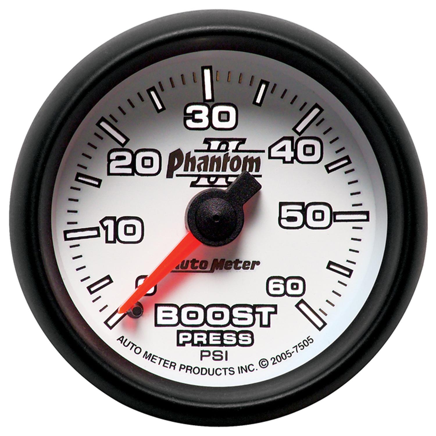 Autometer Phantom II Series 2 1/16" 0-60 PSI Boost Gauge