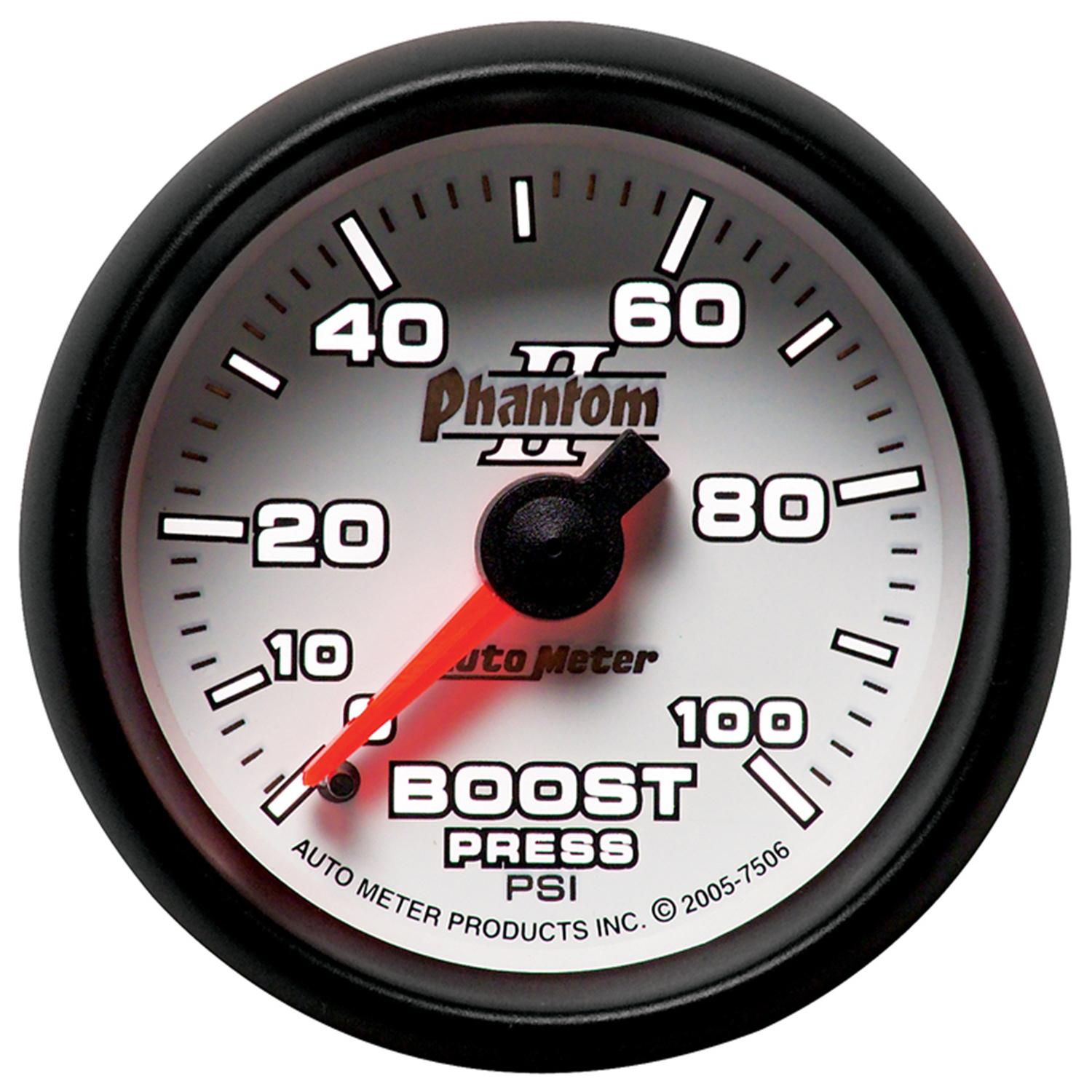 Autometer Phantom II Series 2 1/16" 0-100 psi Boost Gauge