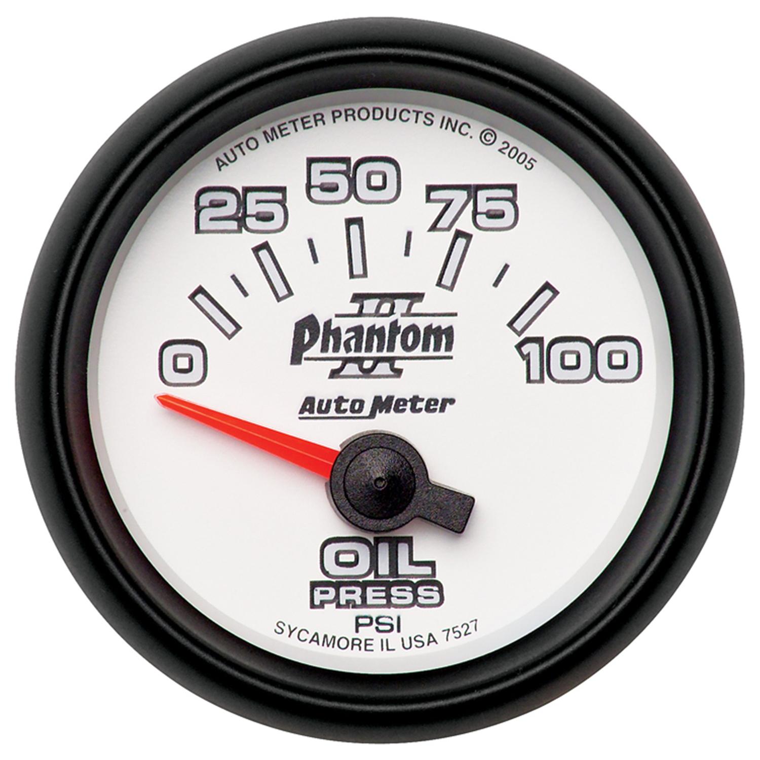 Auto Meter 2-1/16" OIL PRESSURE, 0-100 PSI, PHANTOM II - 7527