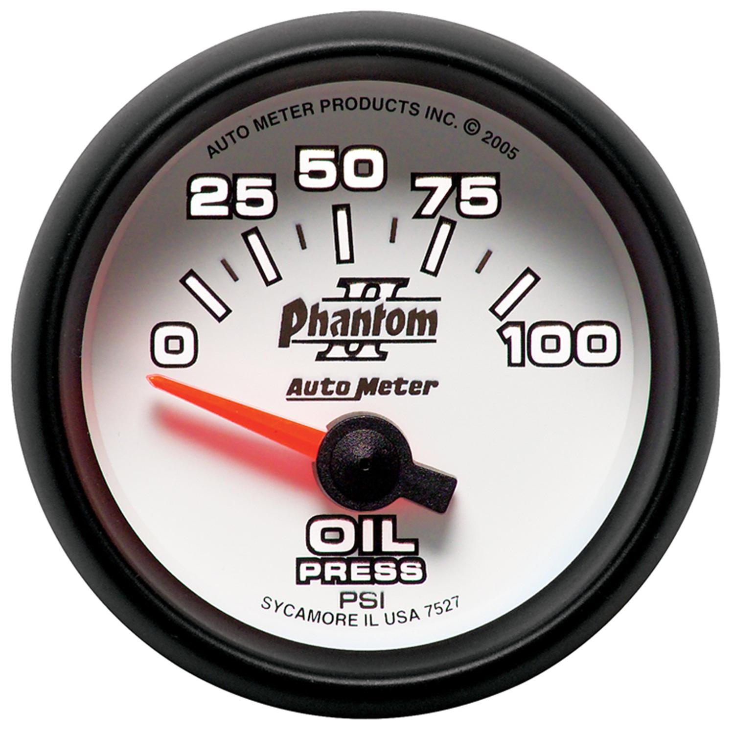 Auto Meter 2-1/16" OIL PRESSURE, 0-100 PSI, PHANTOM II - 7527