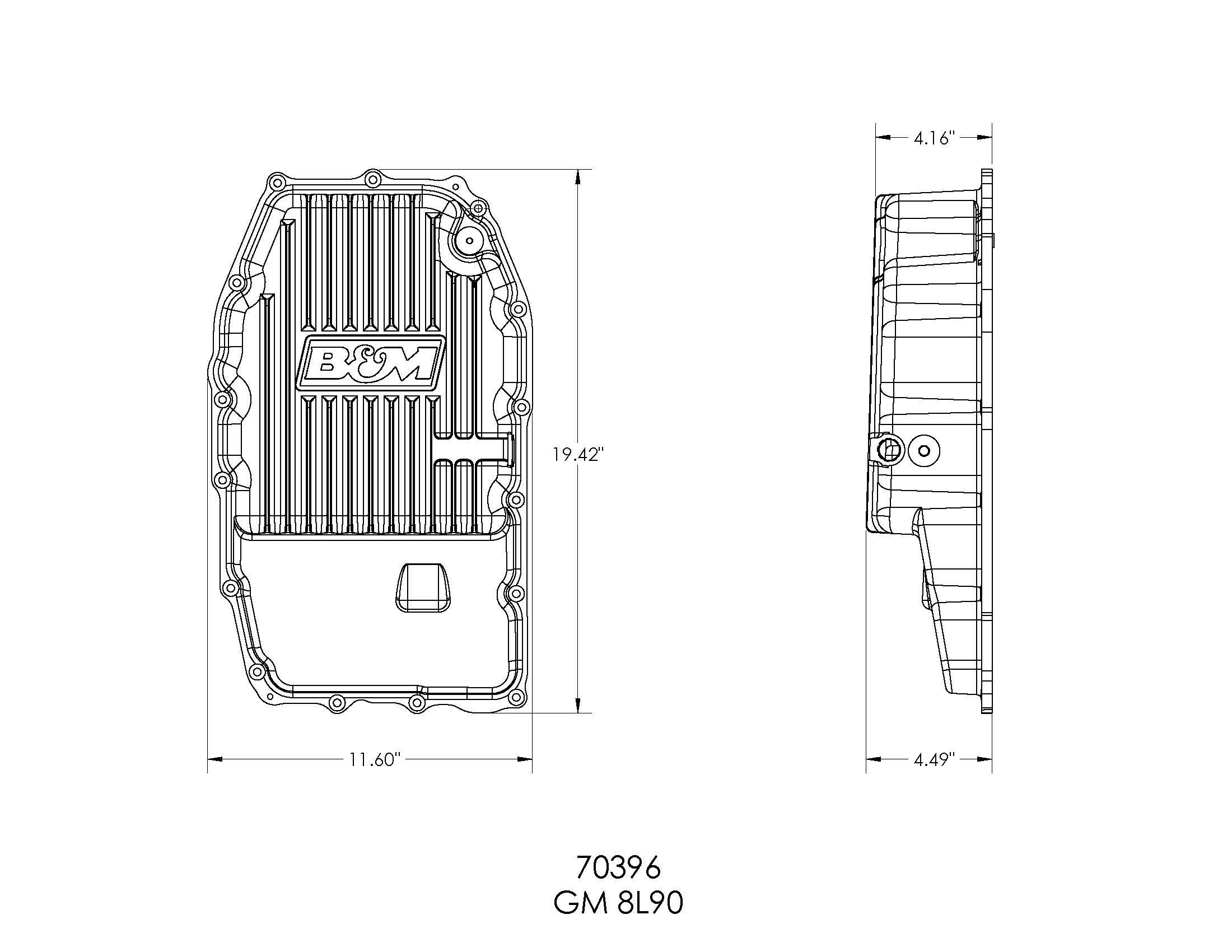 B&M 70396 Cast Trans Pan, Gm 8L90