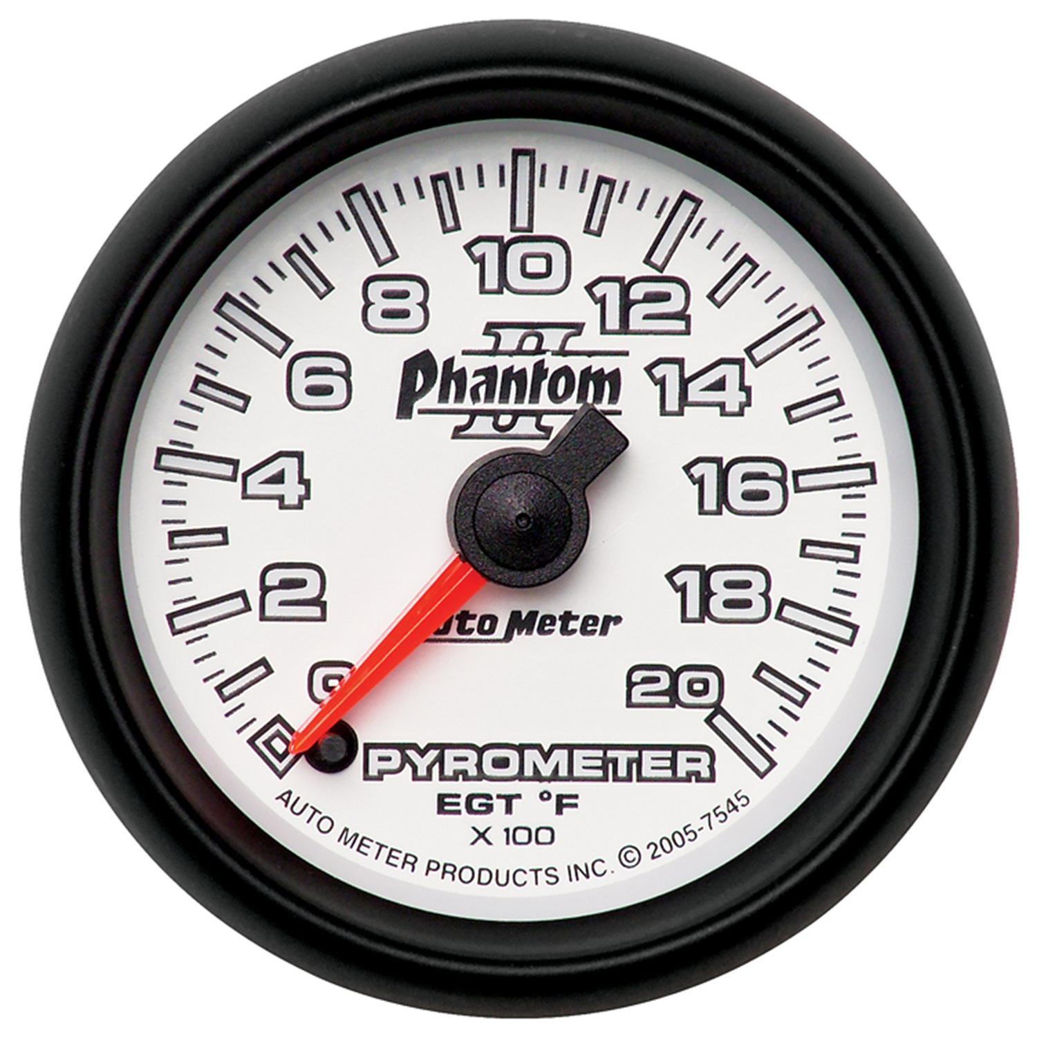 Autometer Phantom II Series Elec. 2 1/16" 0-2000 deg Pyrometer