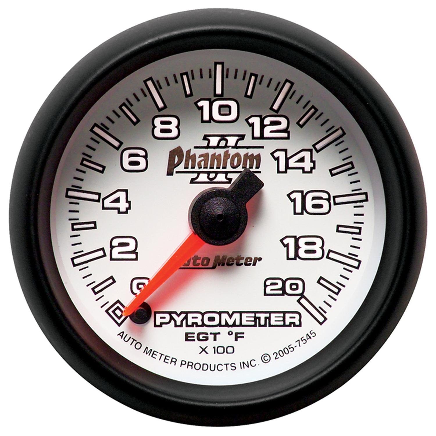 Autometer Phantom II Series Elec. 2 1/16" 0-2000 deg Pyrometer