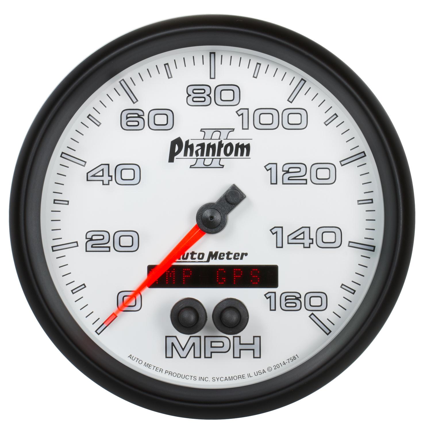 Auto Meter 5" GPS SPEEDOMETER, 0-160 MPH, PHANTOM II - 7581
