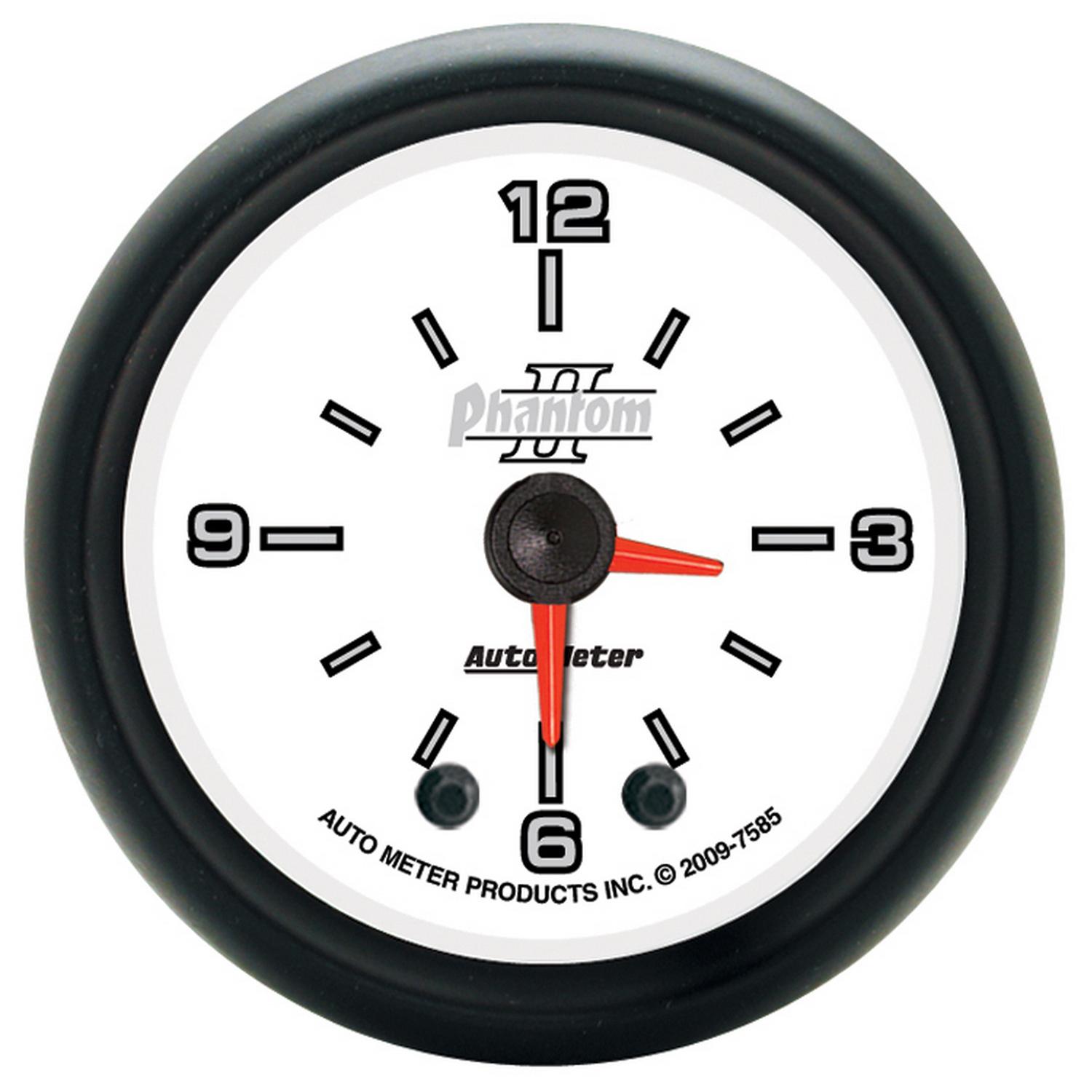 Auto Meter 2-1/16" CLOCK, 12 HOUR, PHANTOM II - 7585