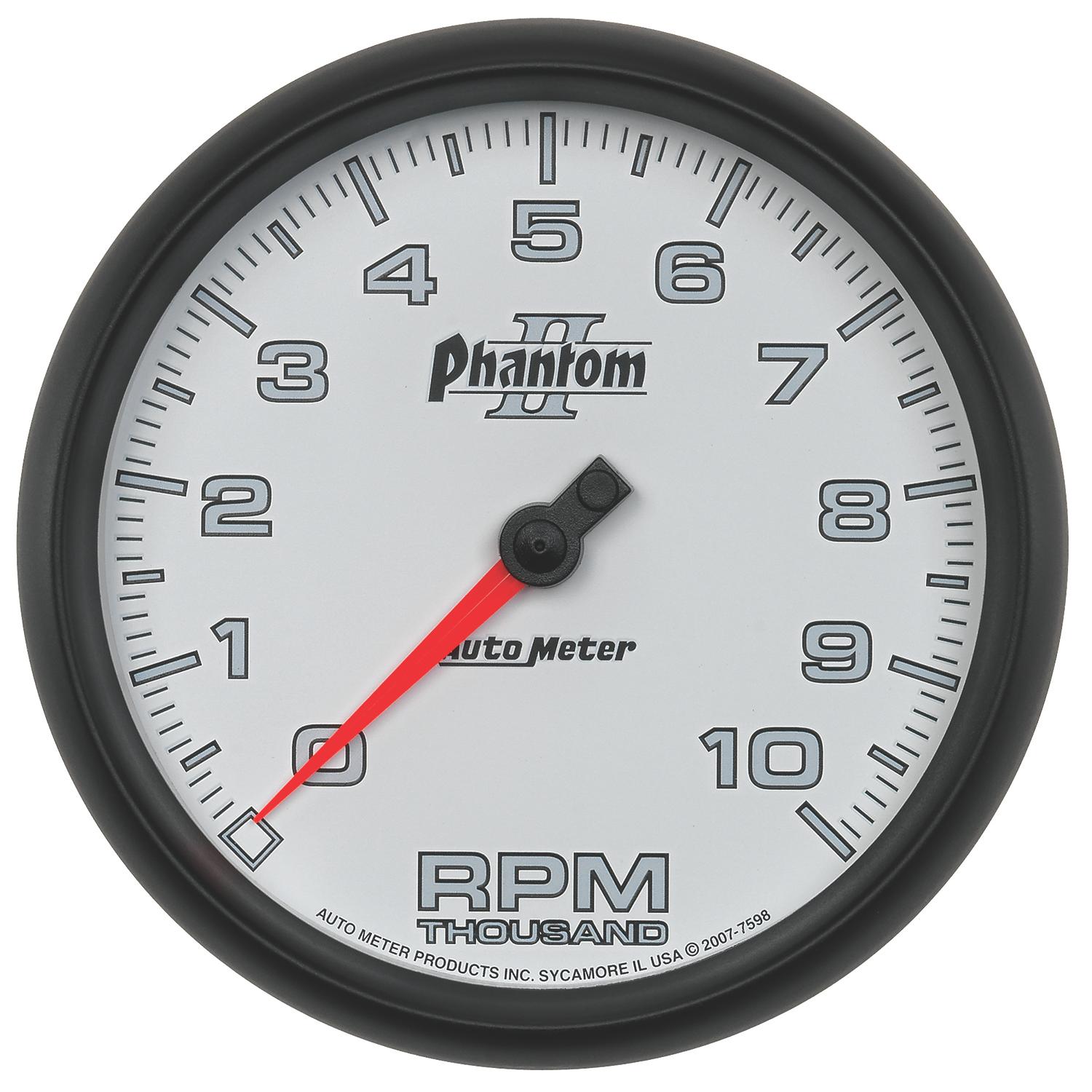 Auto Meter 5" IN-DASH TACHOMETER, 0-10,000 RPM, PHANTOM II - 7598