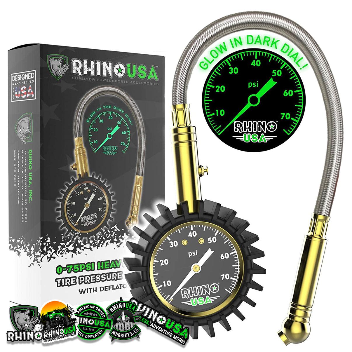 Rhino USA Rhino Usa 75 Psi Analog Heavy Duty Tire Pressure Gauge - GRLA-GAUGE-75