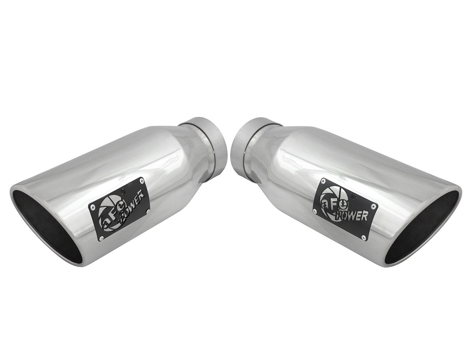 AFE Large Bore-HD 4 IN 409 Stainless Steel DPF-Back Exhaust System w/Polished Tip (Ford Diesel Trucks 15-16 V8-6.7L (td)) - 49-43122-P