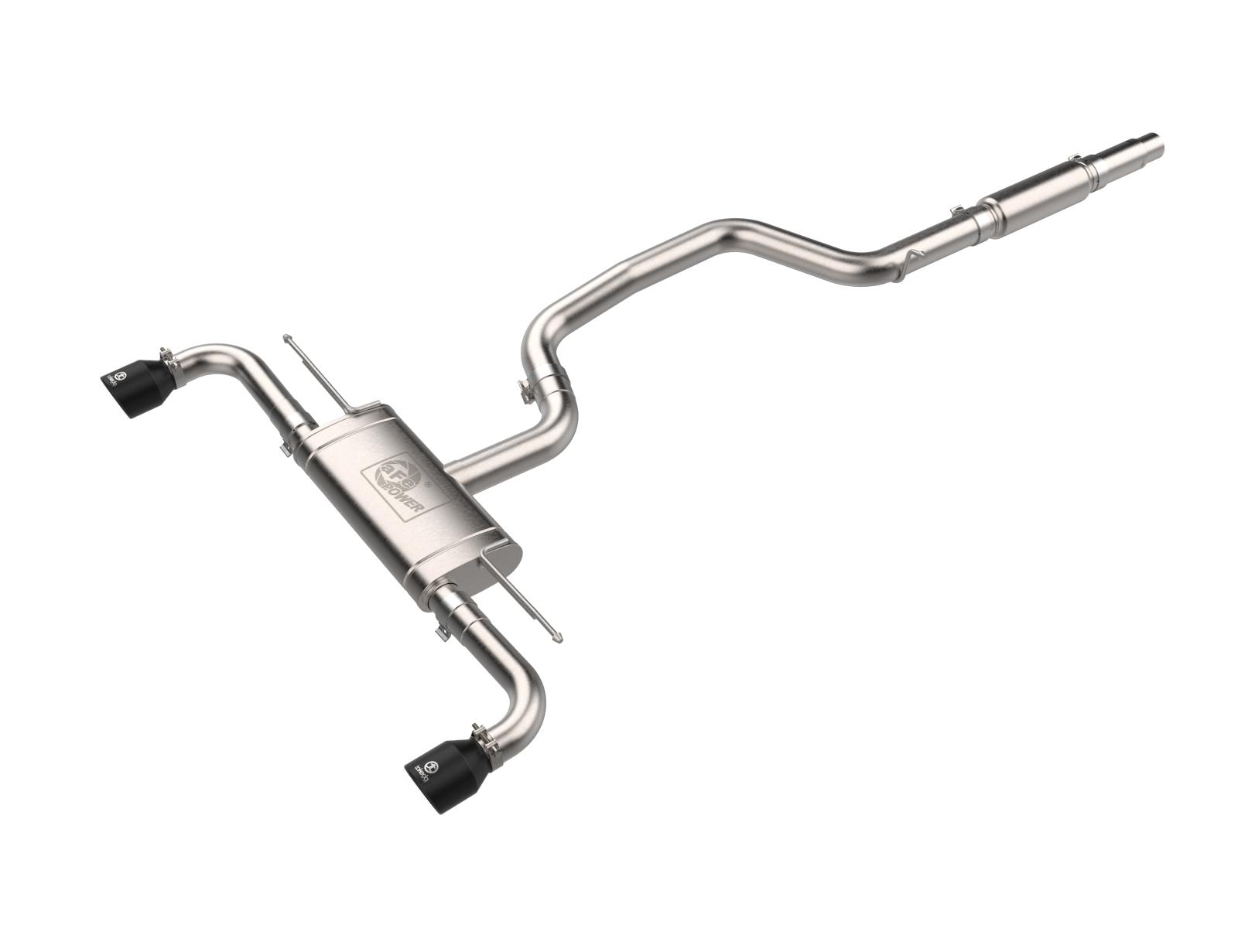 AFE MACH Force-Xp 3 IN to 2-1/2 IN Stainless Steel Cat-Back Exhaust System Black (2022-2025 GTI) - 49-36454-B
