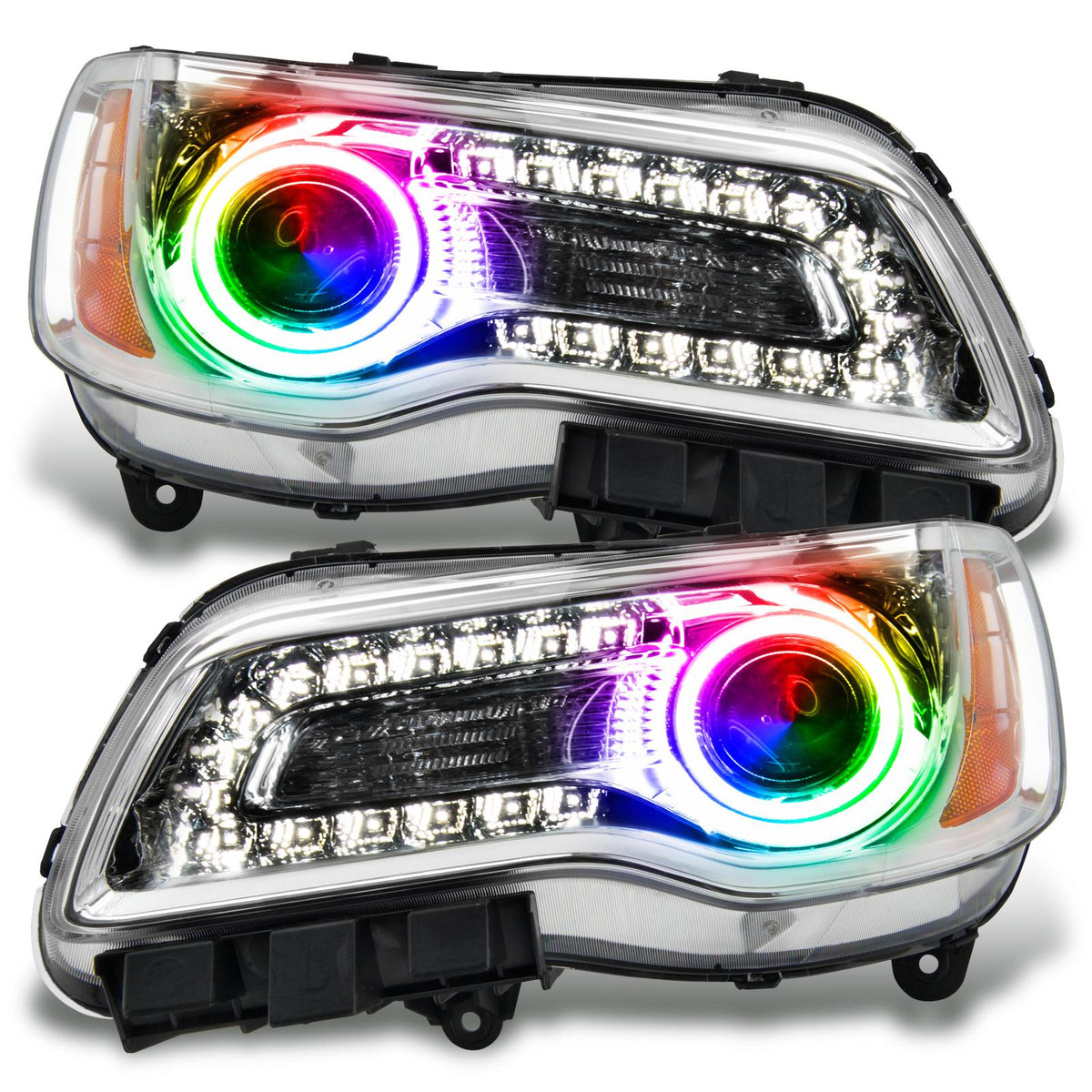 Oracle Lighting Smd Pre-Assembled Headlights, Non-Hid, Chrome Bezel, Colorshift - No Controller (2011-2014 300) - 7728-334