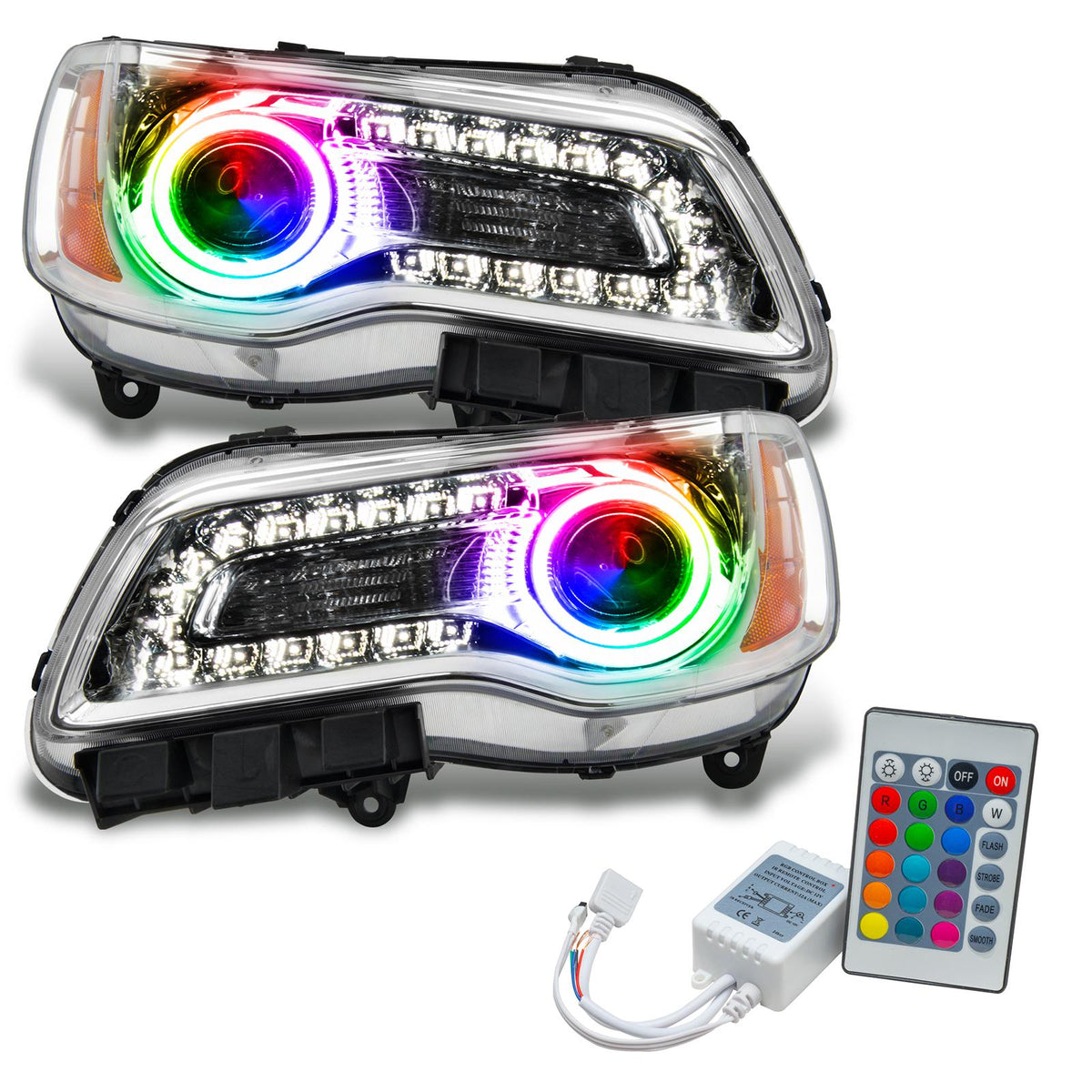 Oracle Lighting Smd Pre-Assembled Headlights, Non-Hid, Chrome Bezel, Colorshift - Simple (2011-2014 300) - 7728-504