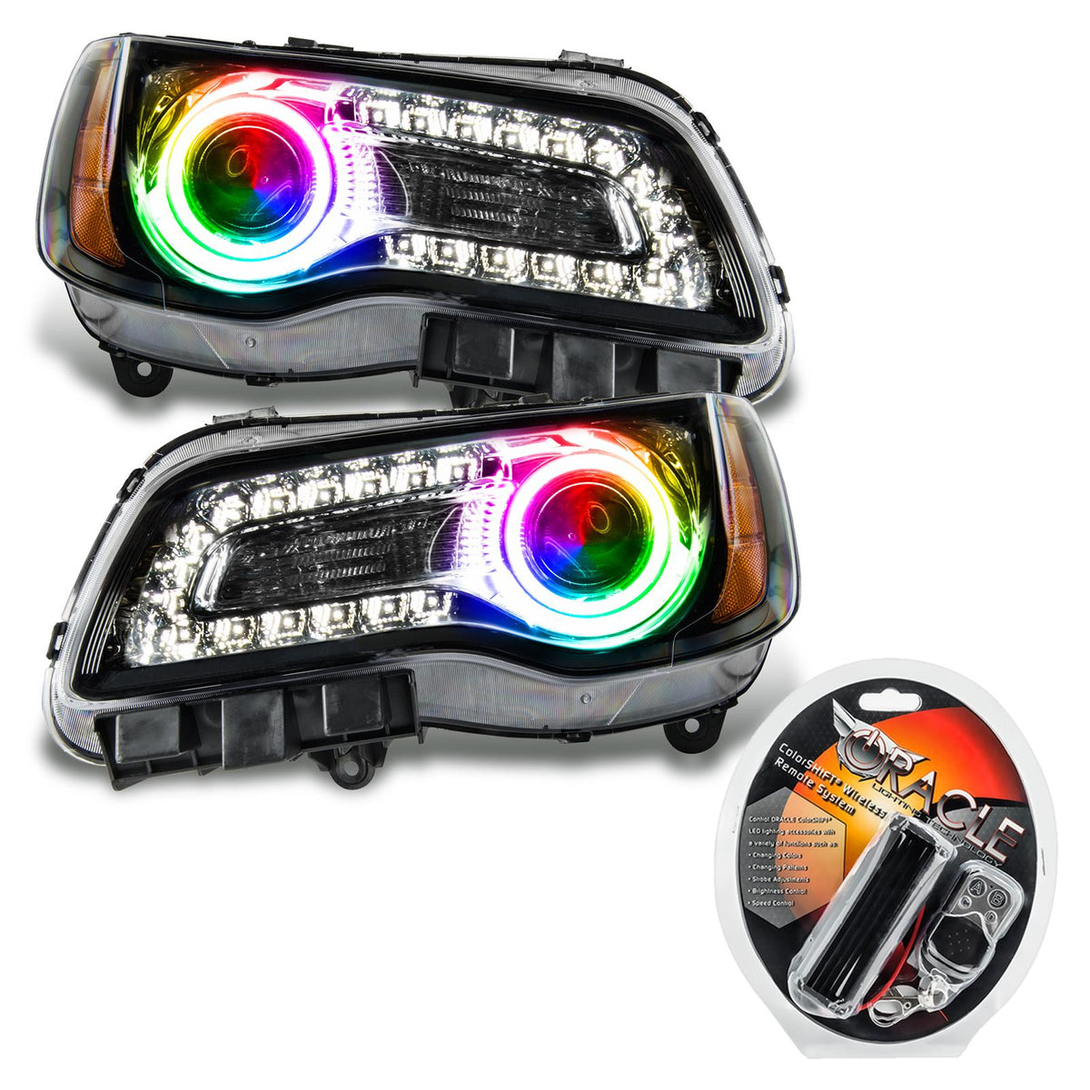 Oracle Lighting Smd Pre-Assembled Headlights, Non-Hid, Black Bezel, Colorshift (2011-2014 300) - 7729-330