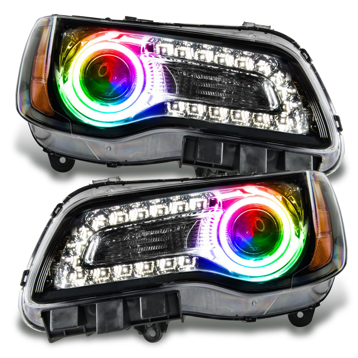Oracle Lighting Smd Pre-Assembled Headlights, Non-Hid, Black Bezel, Colorshift - No Controller (2011-2014 300) - 7729-334