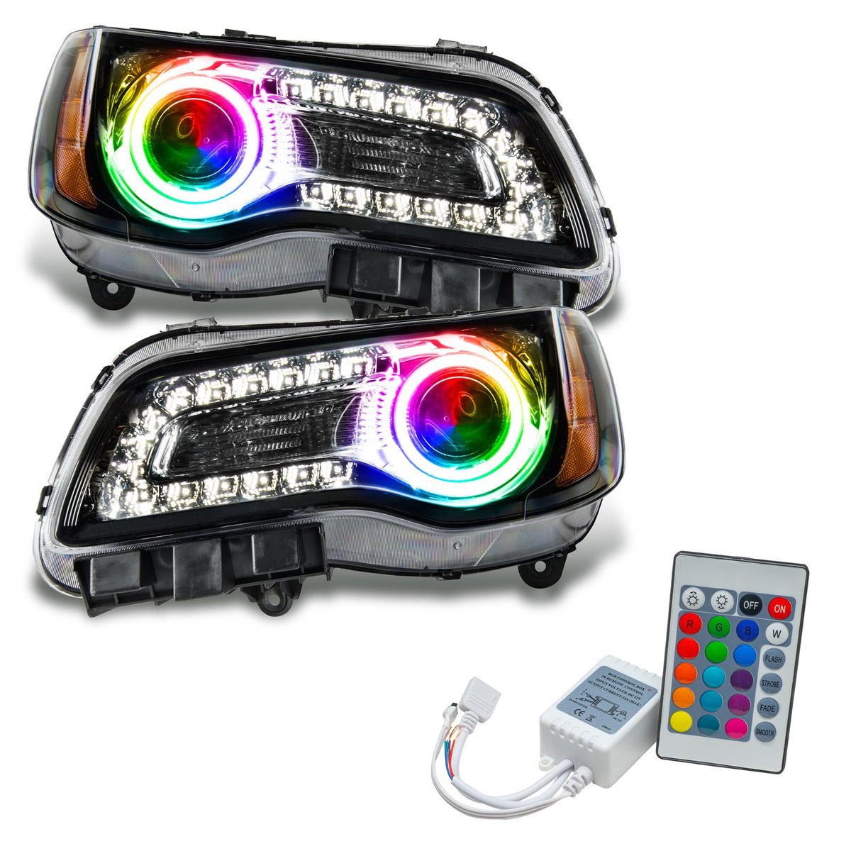 Oracle Lighting Smd Pre-Assembled Headlights, Non-Hid, Black Bezel, Colorshift - Simple (2011-2014 300) - 7729-504