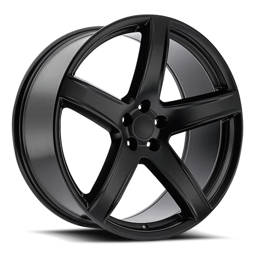 Factory Reproductions FR 77 - Dodge Hellcat HC2 Replica Wheels 22X9.5 5X115 +18 HB 71.5 Hellcat HC2 Satin Black With Cap Factory Reproductions (2005-2023 300, Charger, Challenger, 1500) - 77295181503