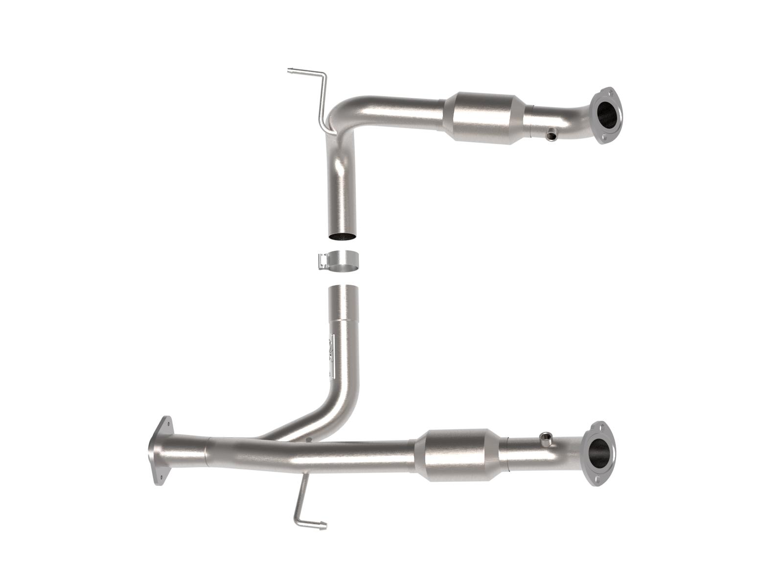 AFE Twisted Steel Y-Pipe 2 to 3 IN 409 Stainless Steel w/ Cat Toyota Tacoma 05-15 V6-4.0L - 48-46006-RC