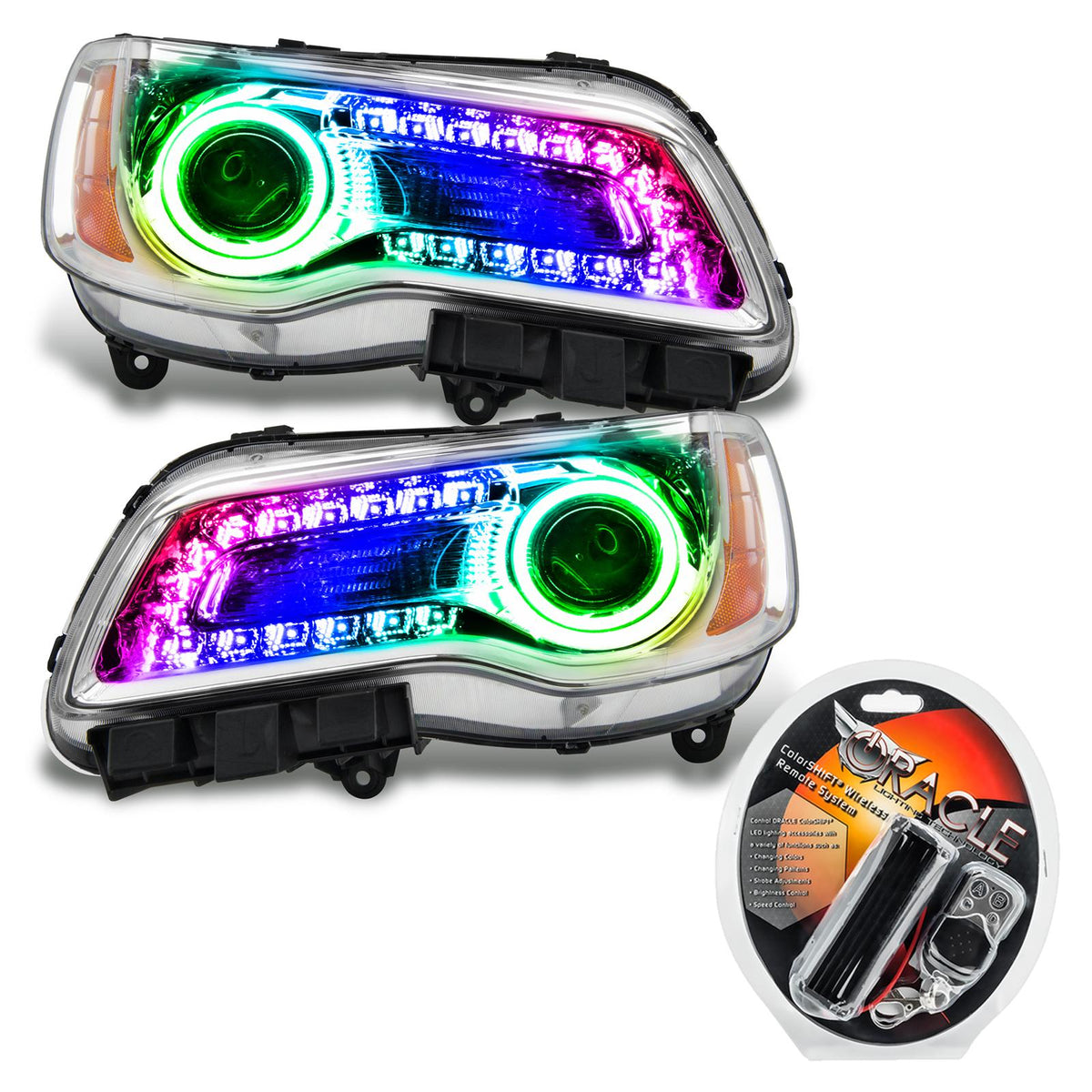 Oracle Lighting Smd Pre-Assembled Headlights, Non-Hid, Chrome Bezel, Colorshift Drl (2011-2014 300) - 7730-330