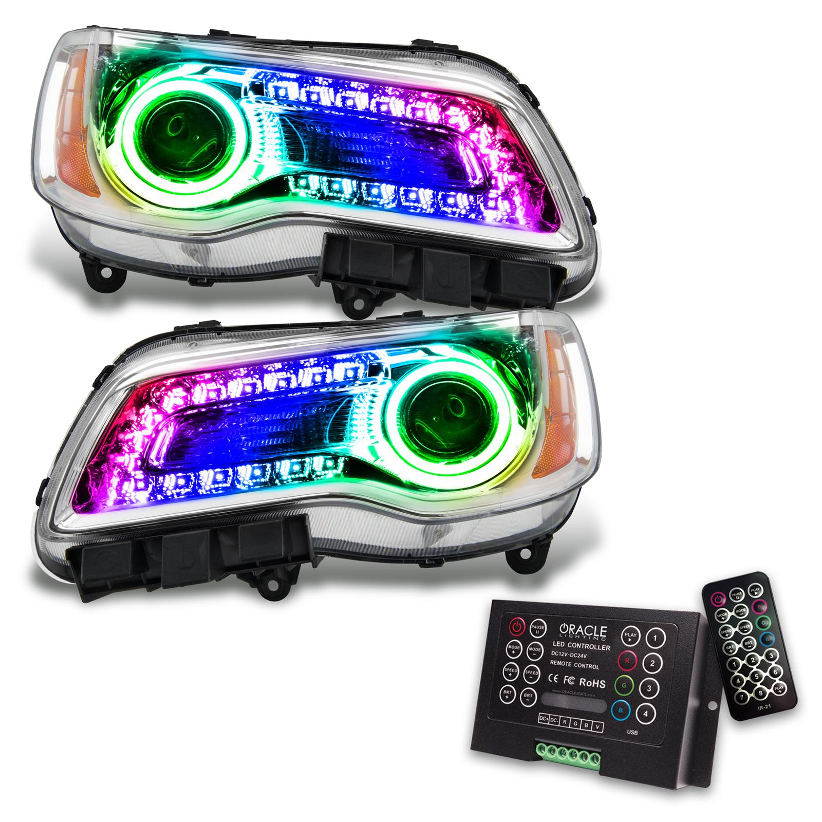 Oracle Lighting Smd Pre-Assembled Headlights, Non-Hid, Chrome Bezel, Colorshift 2.0 Drl (2011-2014 300) - 7730-333