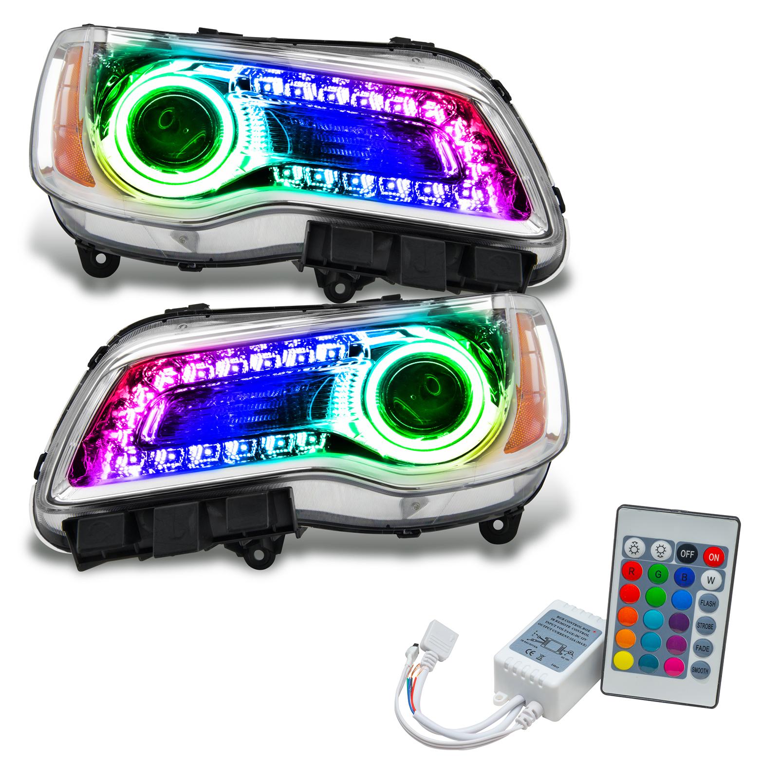 Oracle Lighting Smd Pre-Assembled Headlights, Non-Hid, Chrome Bezel, Colorshift - Simple Drl (2011-2014 300) - 7730-504