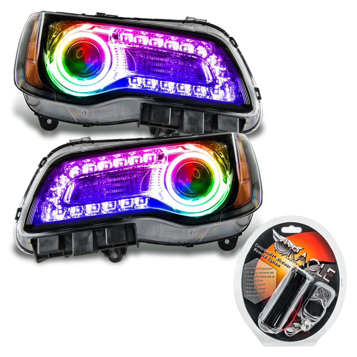 Oracle Lighting Smd Pre-Assembled Headlights, Non-Hid, Black Bezel, Colorshift Drl (2011-2014 300) - 7731-330
