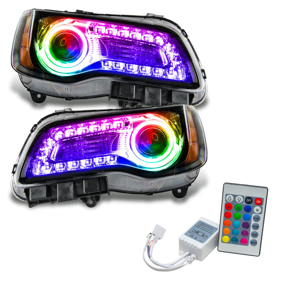 Oracle Lighting Smd Pre-Assembled Headlights, Non-Hid, Black Bezel, Colorshift - Simple Drl (2011-2014 300) - 7731-504