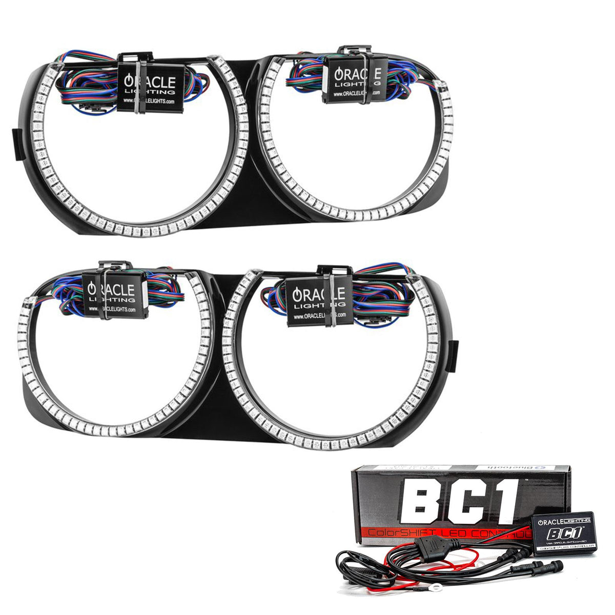 Oracle Lighting Pre-Installed Halo Headlight Bezels, Colorshift - Bc1 (2015-2021 Challenger, Charger) - 7739-335