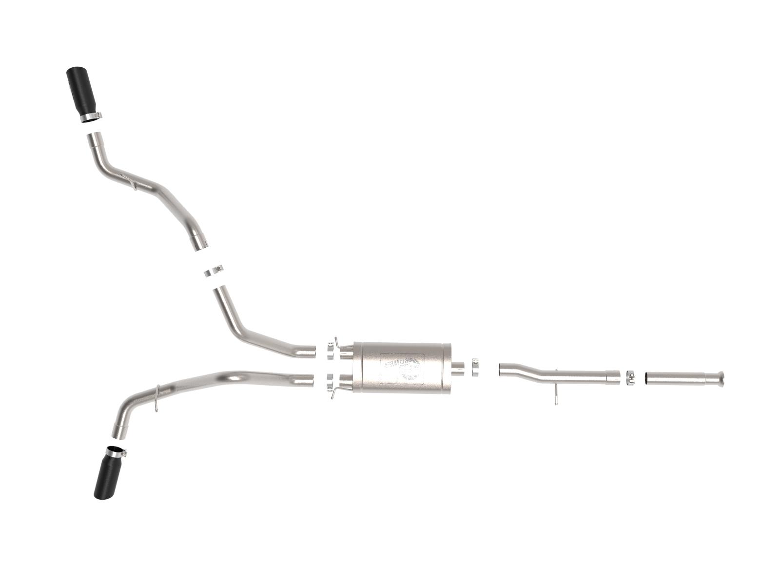 AFE Apollo GT Series Cat-Back Exhaust System w/ Dual Rear-Side Exit Black Tip - 49-44134-B