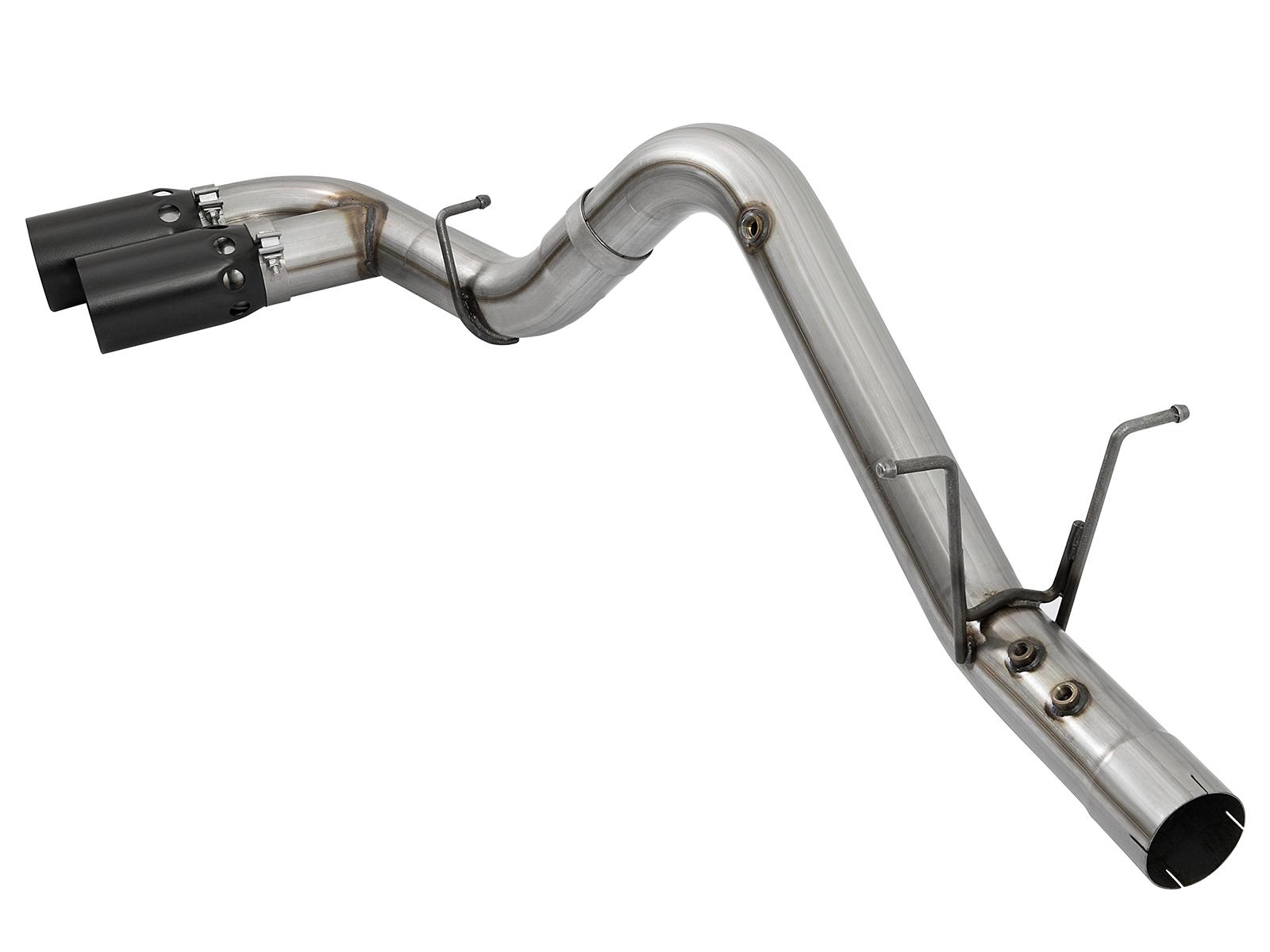 AFE Rebel XD 4 IN 409 Stainless Steel DPF-Back Exhaust w/Dual Black Tips (2017-2019 Silverado 2500 HD, Silverado 3500 HD, Sierra 2500 HD, Sierra 3500 HD) - 49-44089-B
