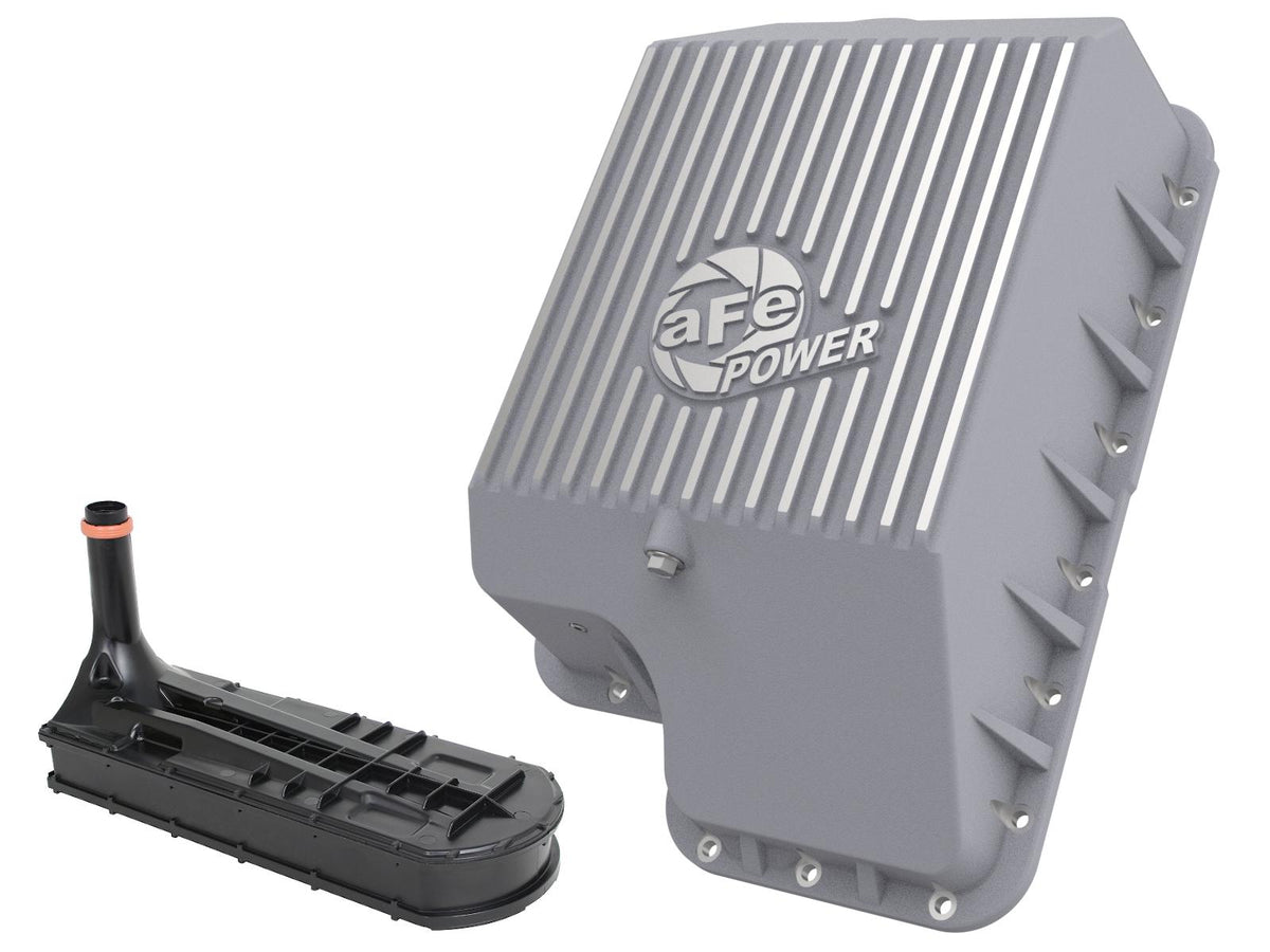 AFE Street Series Transmission Pan Raw w/ Machined Fins (Ford Diesel Trucks 94-10 V8-7.3L/6.0L/6.4L (td)) - 46-70120-1