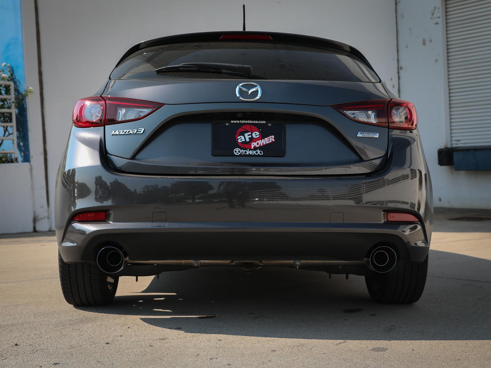 AFE Takeda 2-1/2 IN 304 Stainless Steel Cat-Back Exhaust System w/ Blue Flame Tips (Mazda 3 14-18 L4-2.0/2.5L) - 49-37015-L
