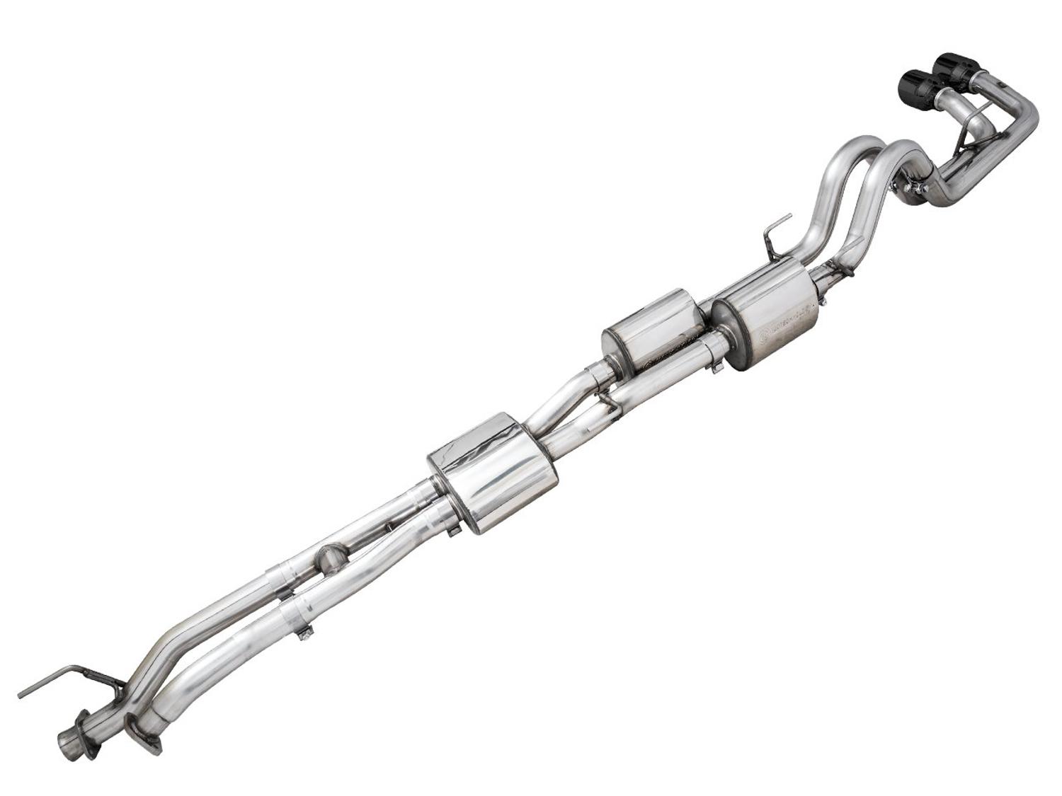 AWE 0FG Exhaust w/ Bashgaurd - Dual Diamond Black Tips (2016-2023 Tacoma 3.5L) - 3015-33826
