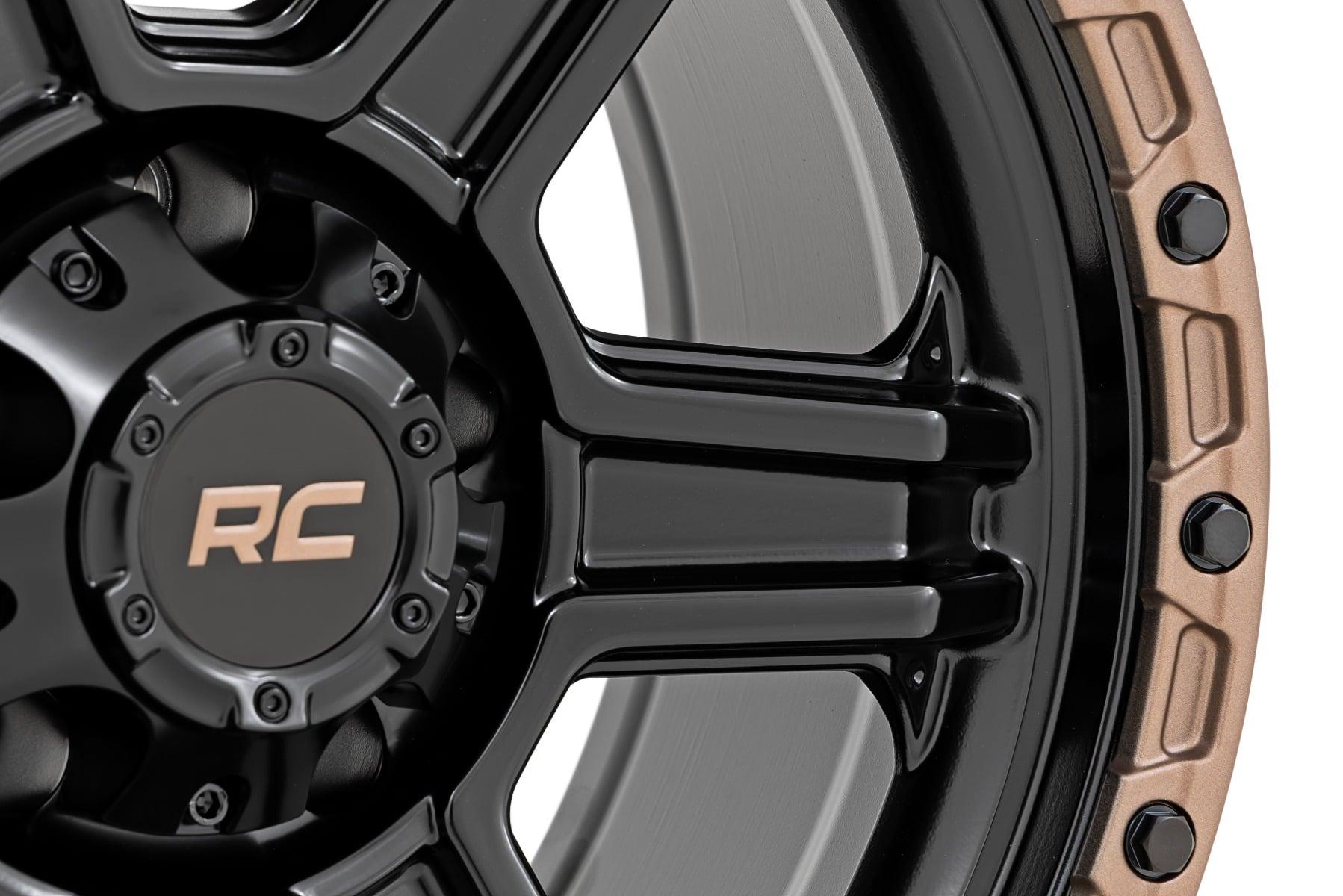 Rough Country 79 Series Wheel One-Piece Semi Gloss Black w/Bronze Ring 17x8.5 6x135 0mm (2003-2012 Expedition, F-150) - 79170917