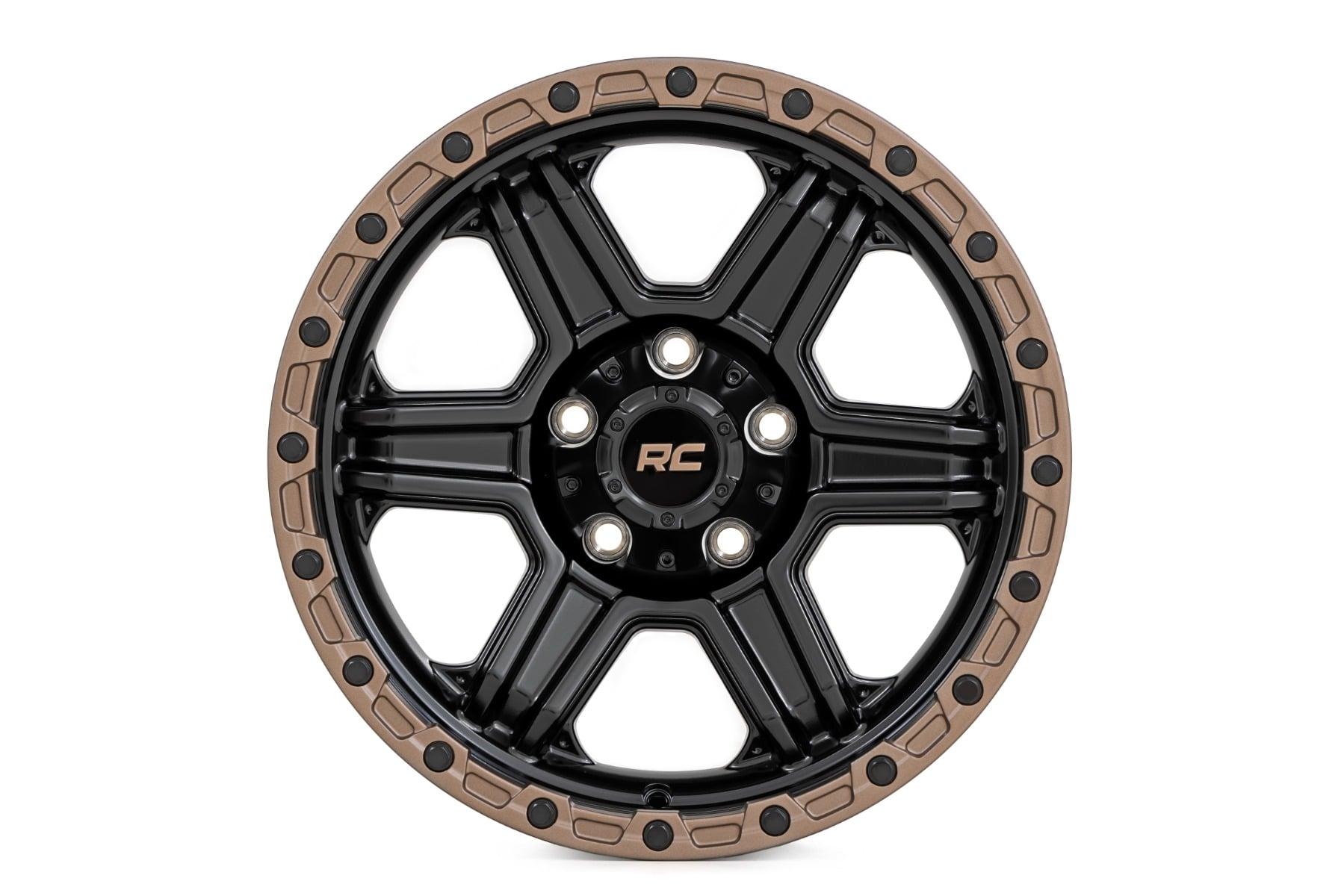 Rough Country 79 Series Wheel One-Piece Semi Gloss Black w/Bronze Ring 18x9 6x135 0mm (2003-2012 Expedition, F-150) - 79180917A